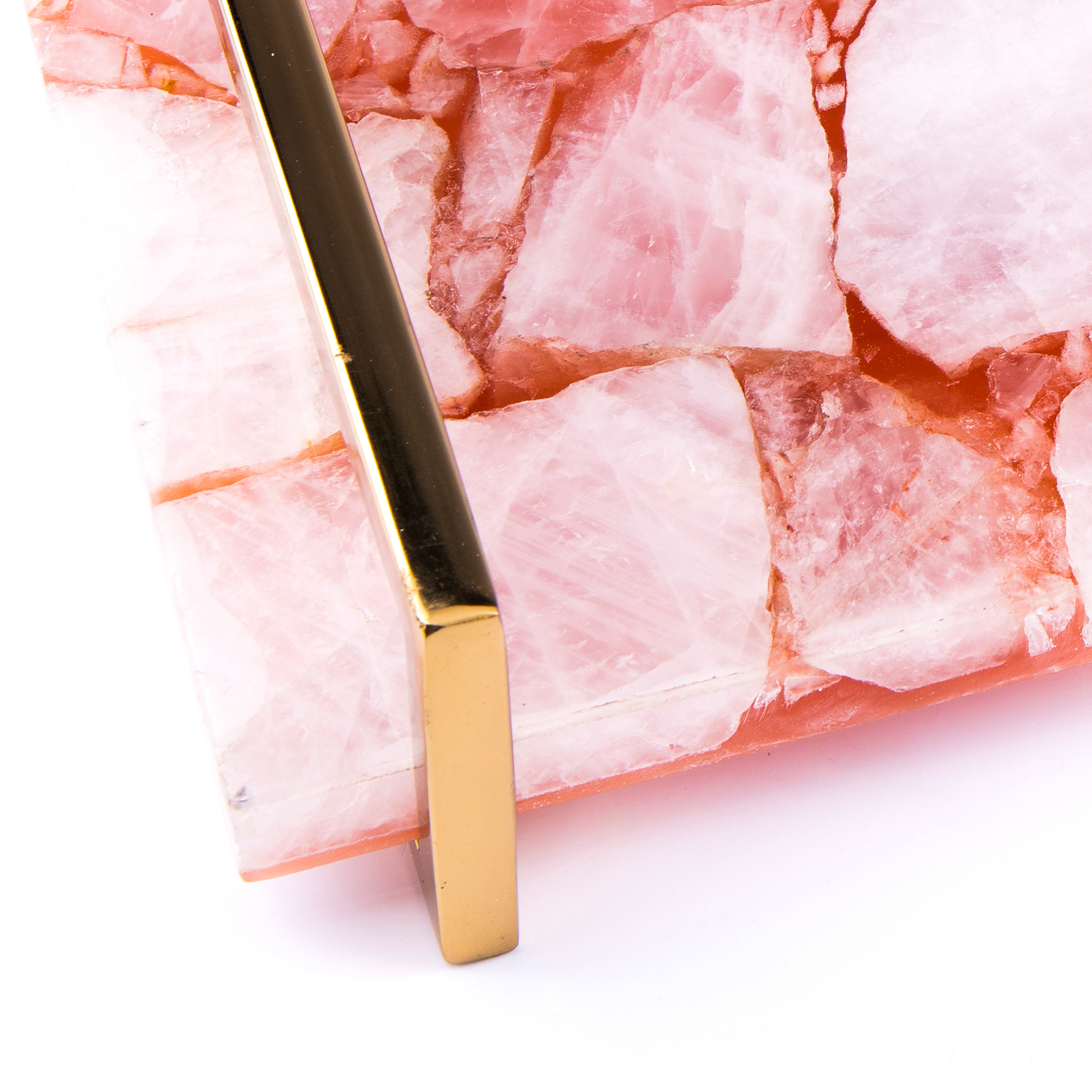 Two's Company. Quartz Decorative Tray with Stainless Steel Handles. Large Size