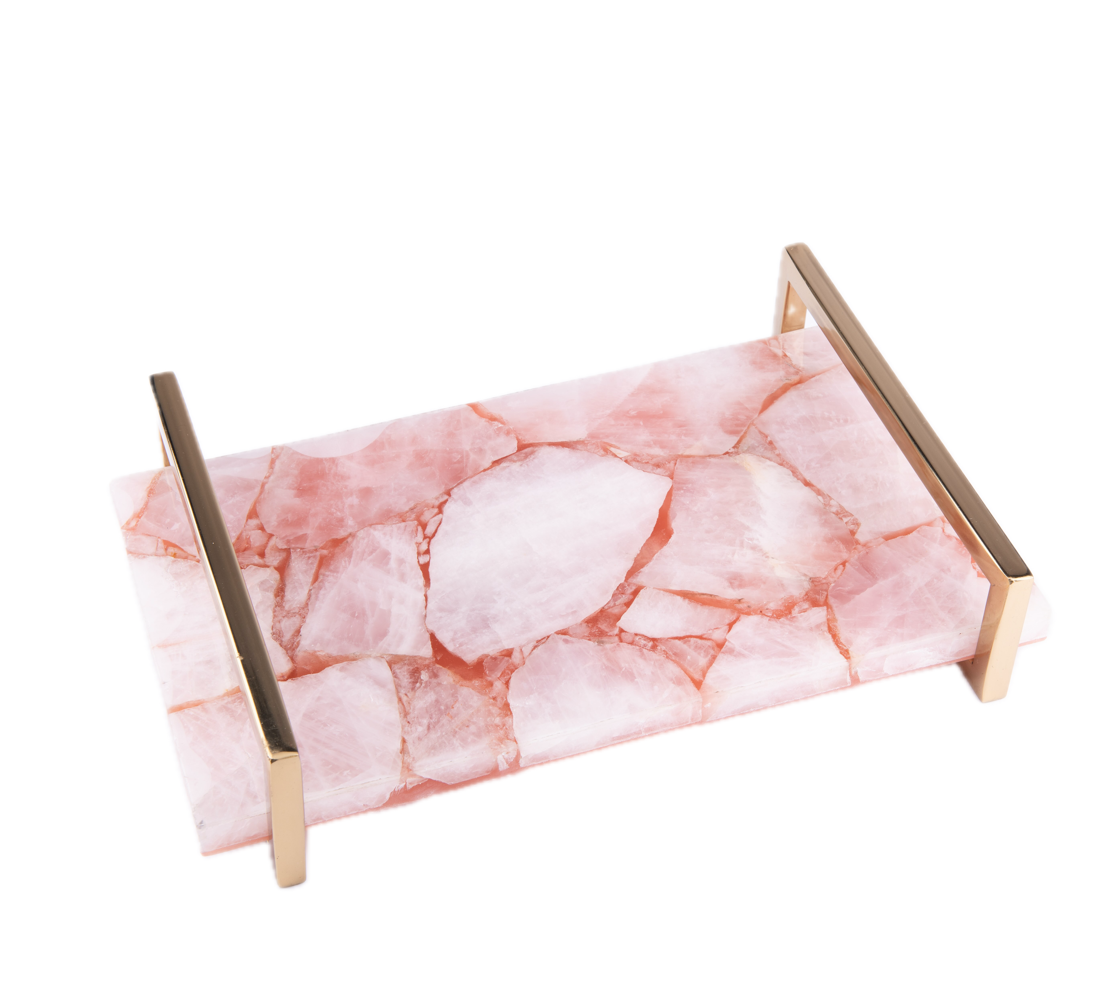 Two's Company. Quartz Decorative Tray with Stainless Steel Handles. Large Size