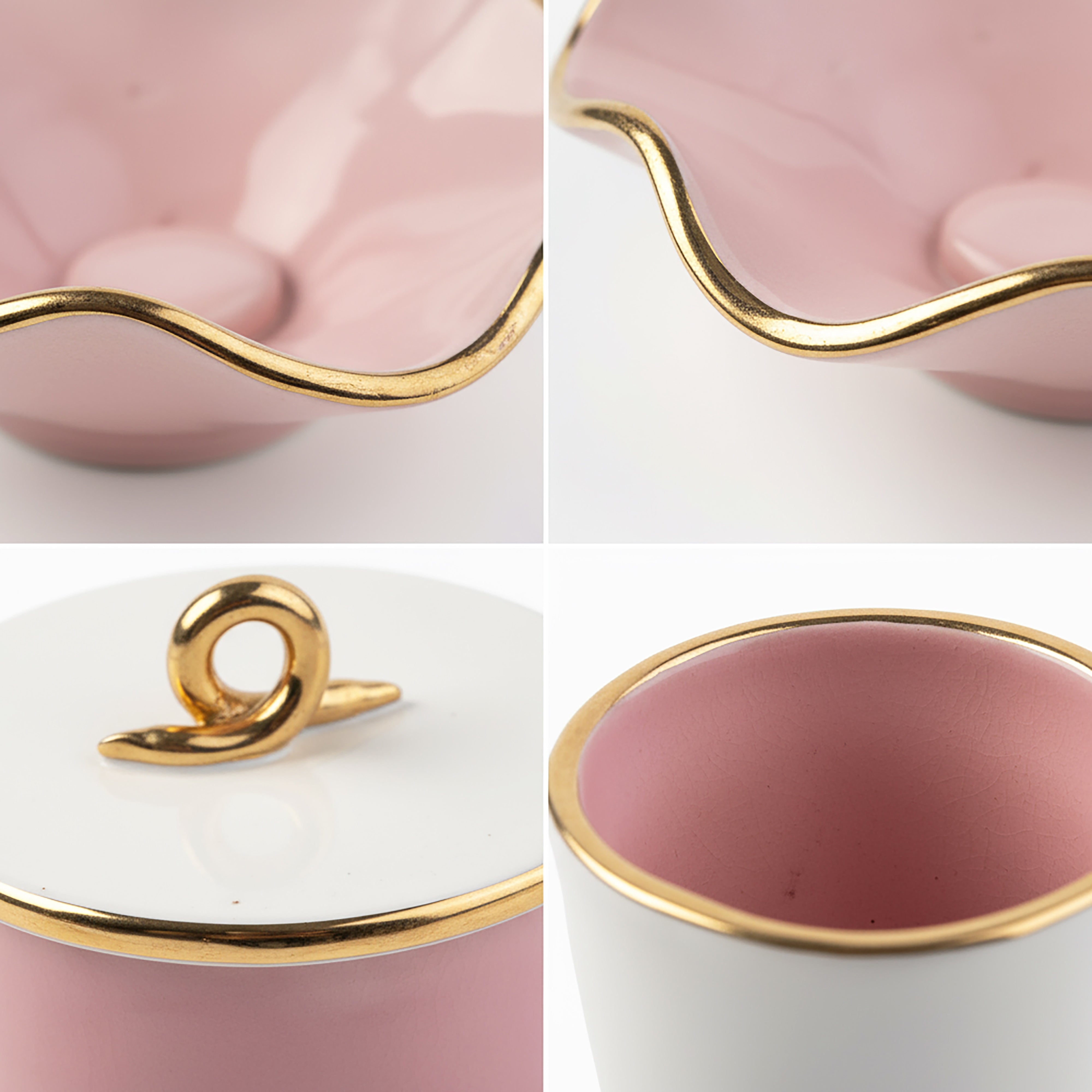 Idée Art Exclusive. Set of Pink Porcelain Bathroom Accessories.
