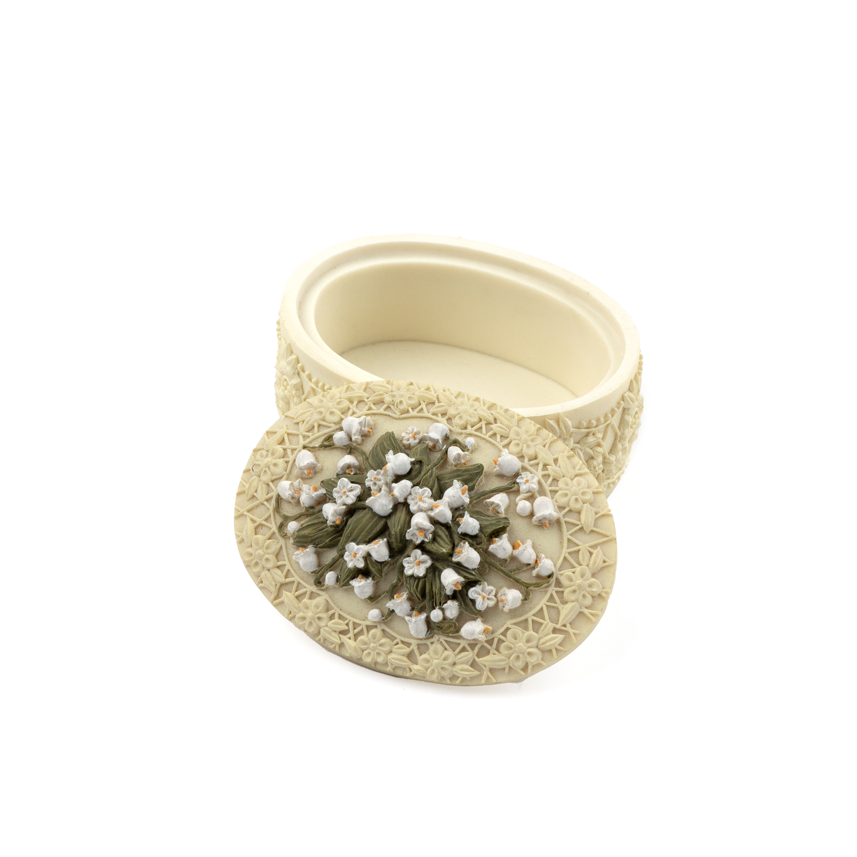 Idée Art Exclusive. Porcelain Box with Floral Design. Small Size