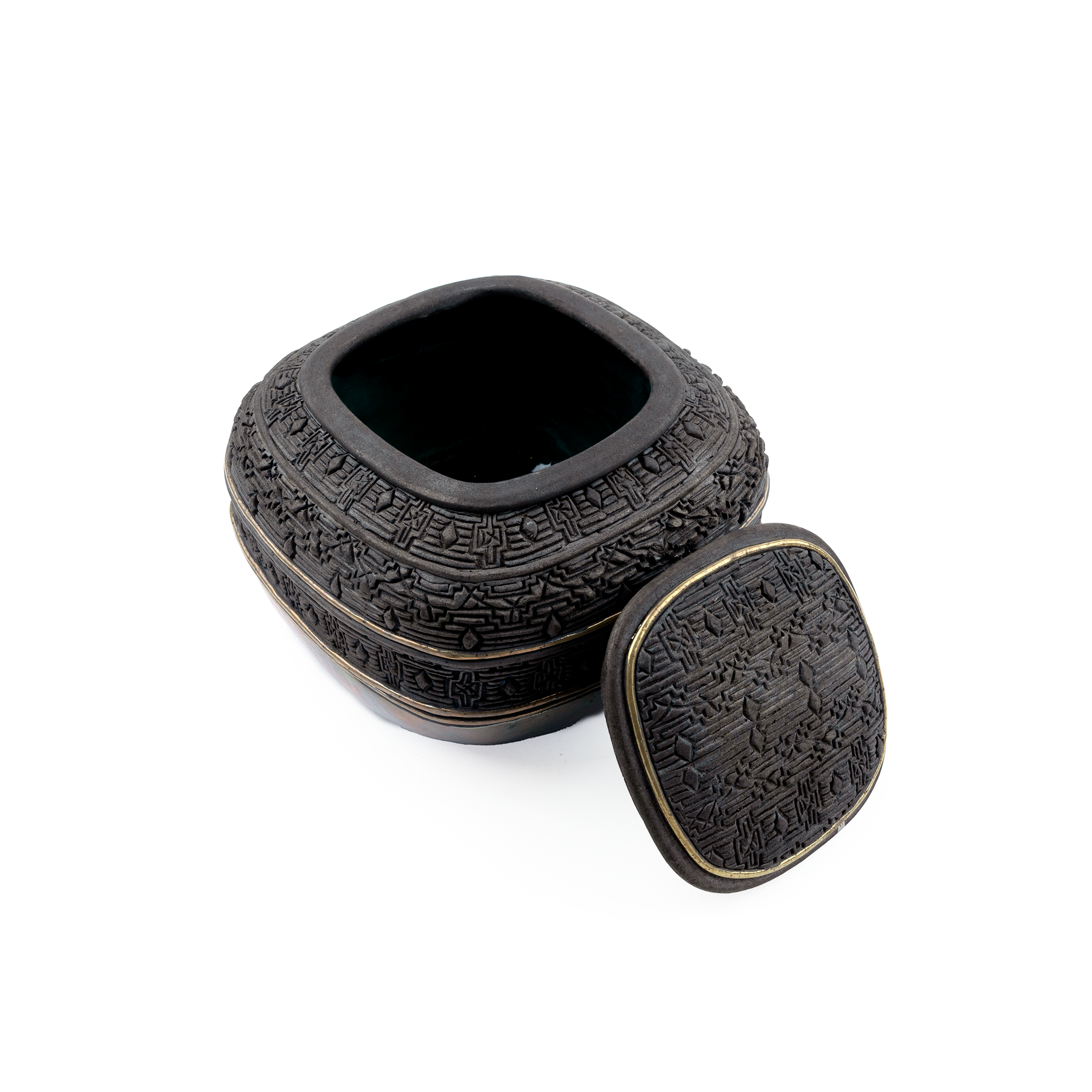 Idée Art Exclusive. Porcelain Square Box with Roman Design. Medium Size