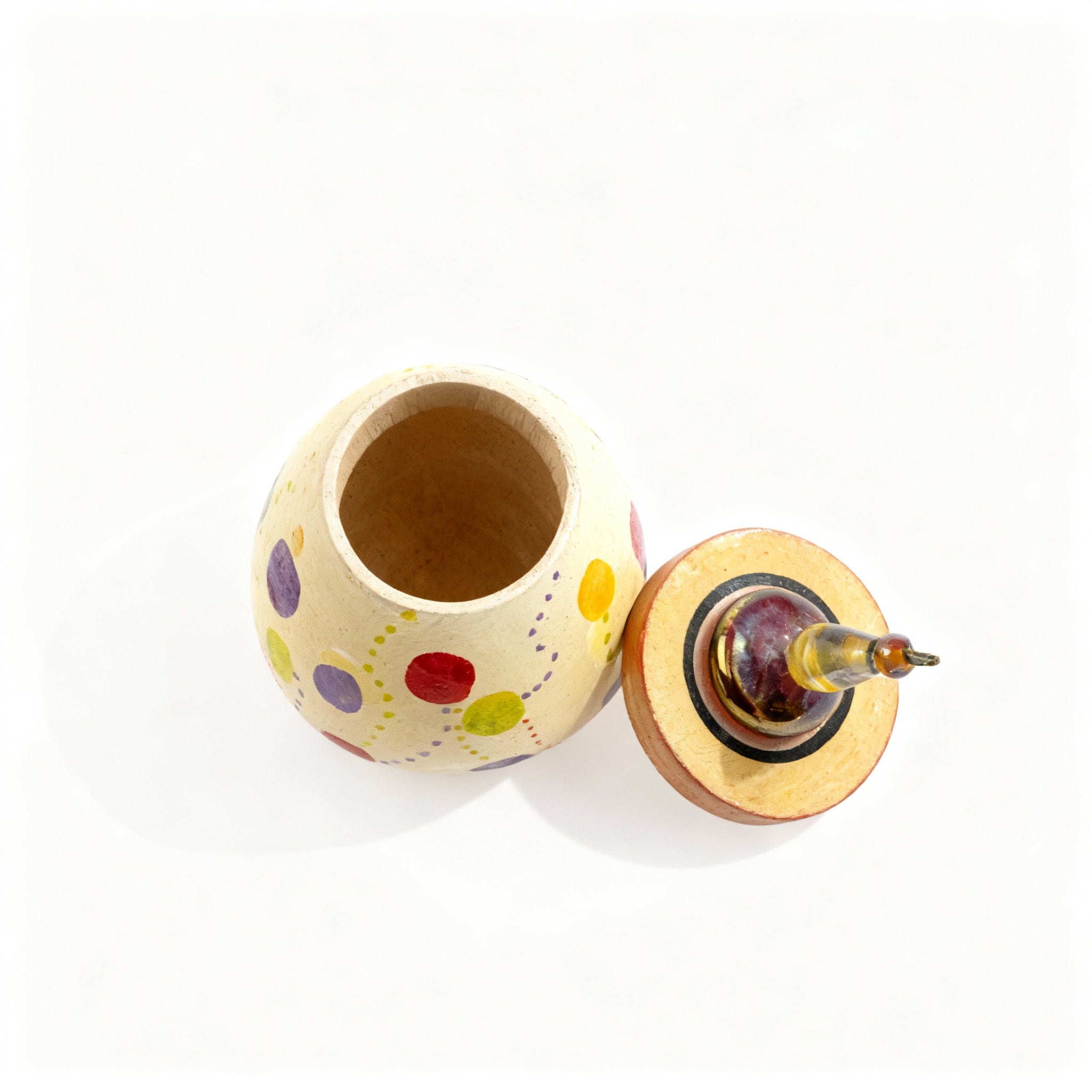 Idée Art Exclusive. Hand-painted Round Wooden Box. Small Size