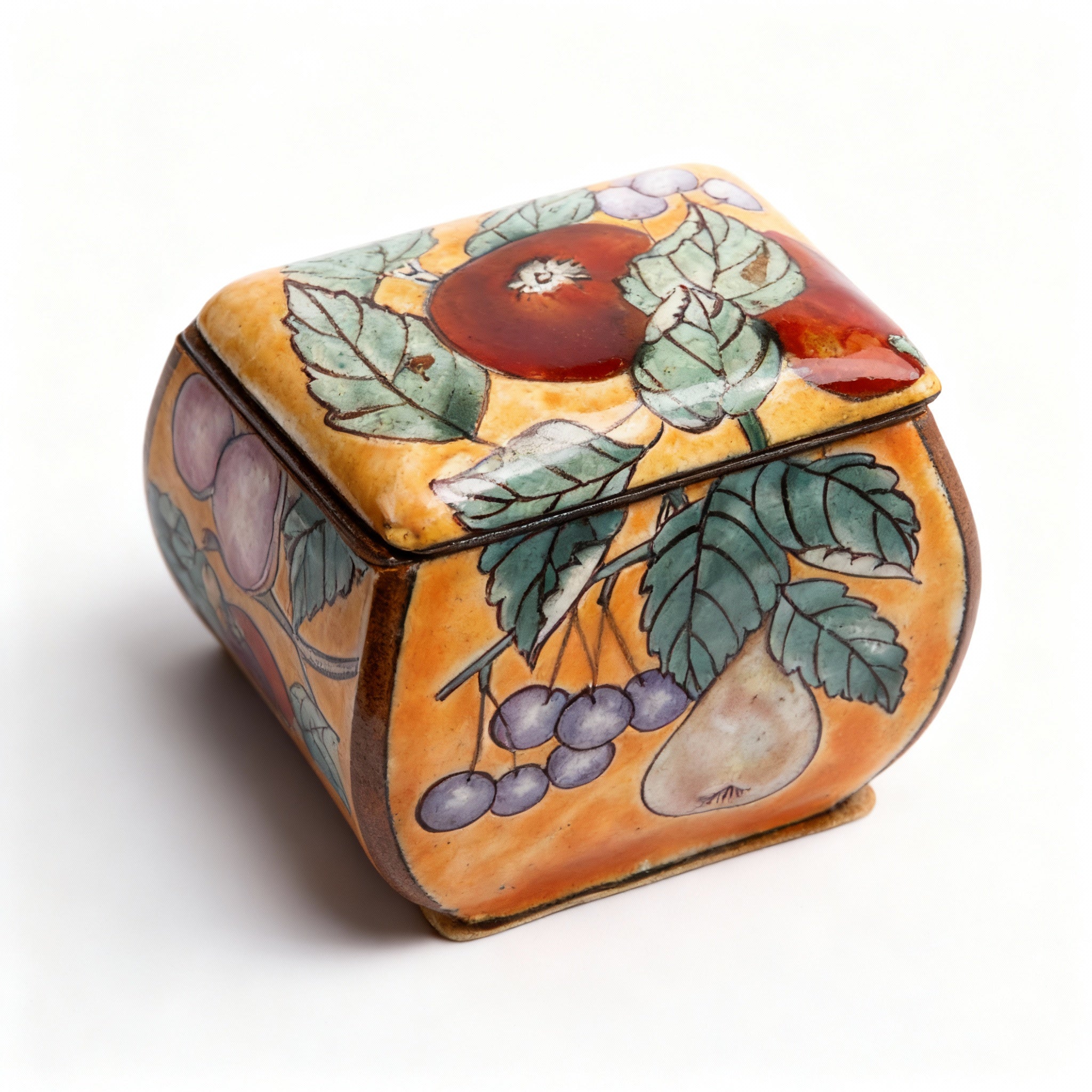 Idée Art Exclusive. Porcelain Box with Fruit Illustration.
