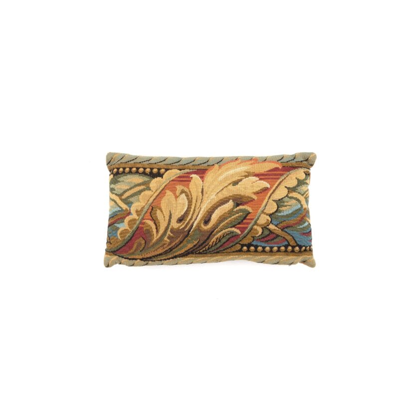 Idée Art Exclusive. Orange & Gold Cushion with Leaf Motif. Large Size