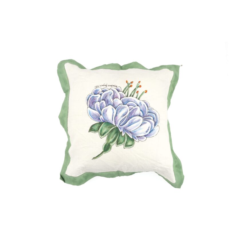 Idée Art Exclusive. Square Cushion with Botanic Motif. Large Size
