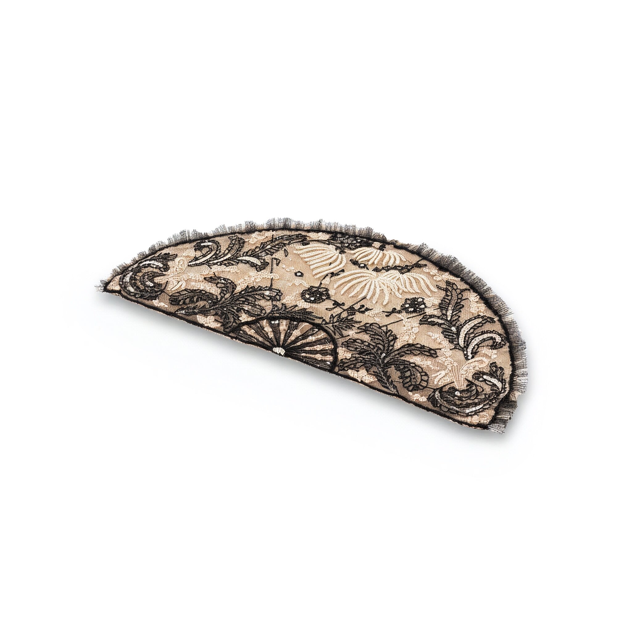 Idée Art Exclusive. Half Round Embroidered Cushion. Medium Size