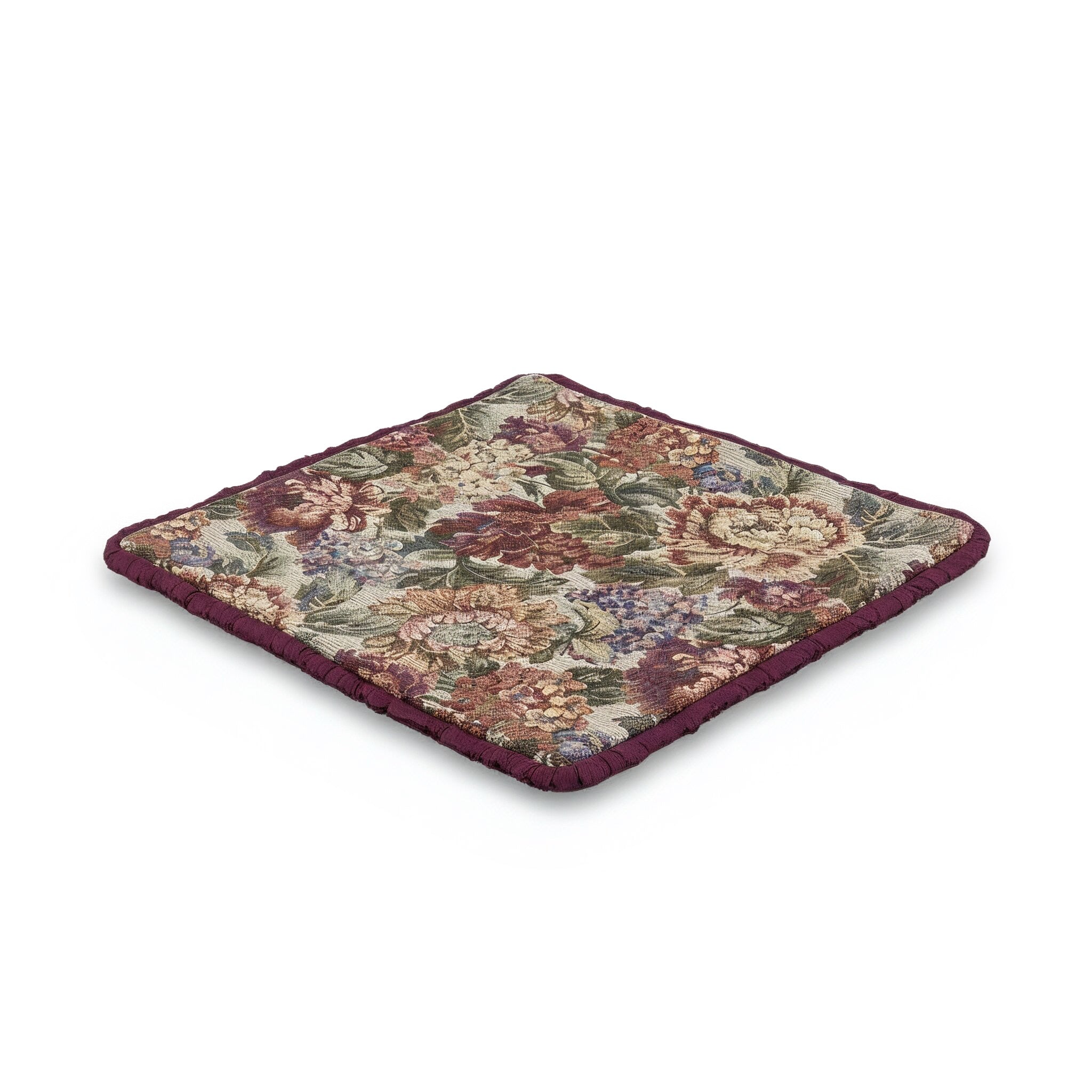 Idée Art Exclusive. Burgundy Cushion with Floral Motif. Large Size