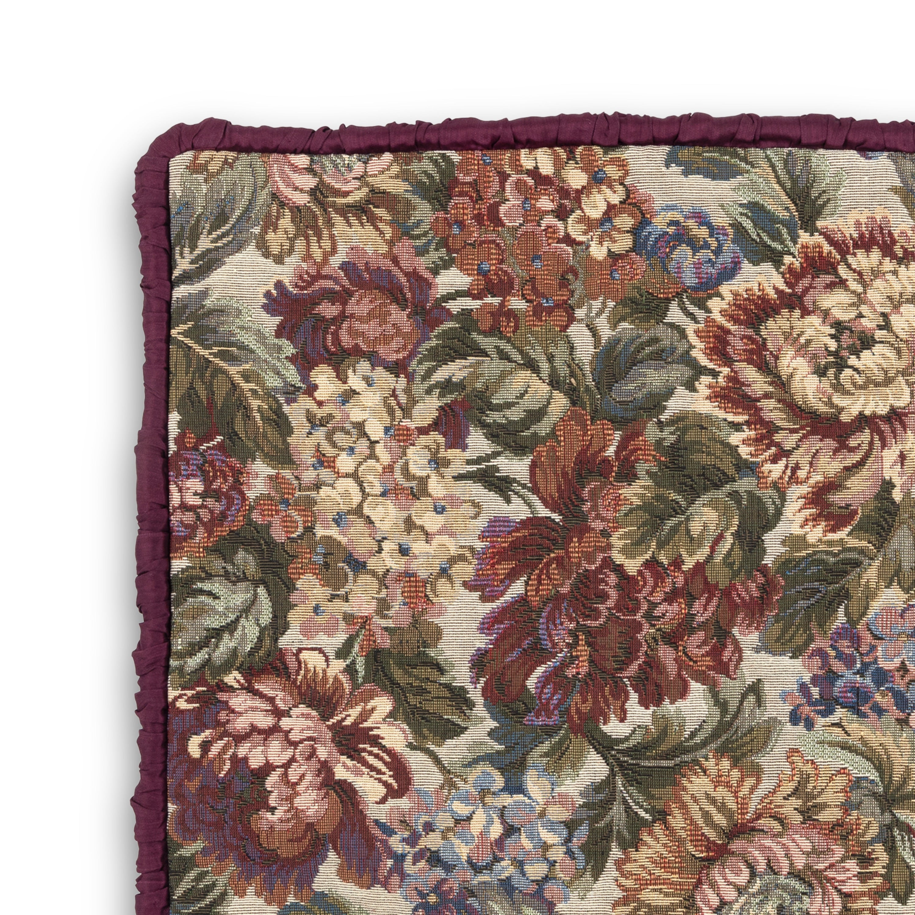 Idée Art Exclusive. Burgundy Cushion with Floral Motif. Large Size