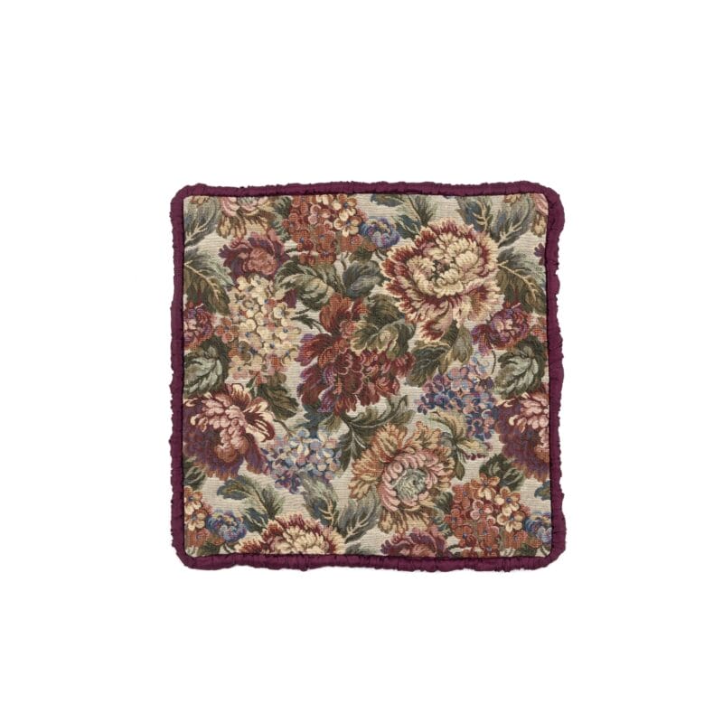 Idée Art Exclusive. Burgundy Cushion with Floral Motif. Large Size