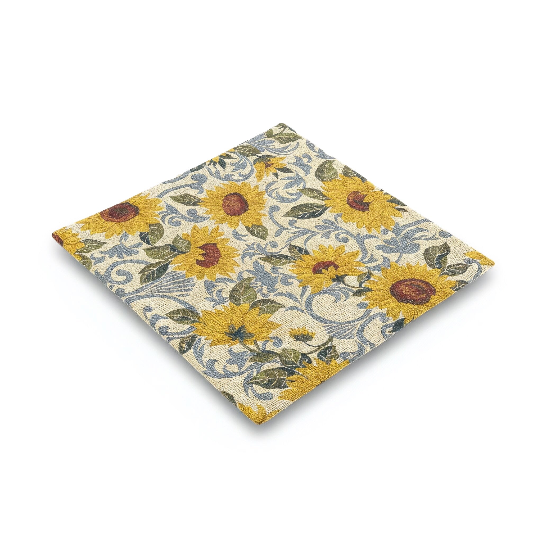 Idée Art Exclusive. Square Cushion with sunflower Motif. Large Size