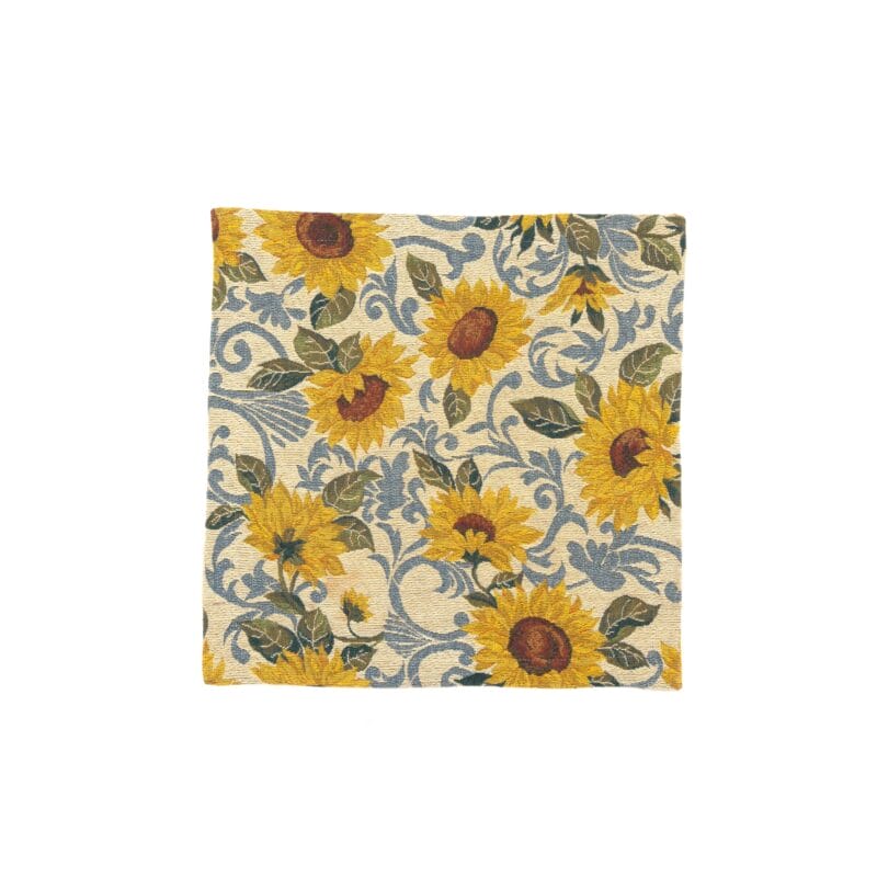 Idée Art Exclusive. Square Cushion with sunflower Motif. Large Size