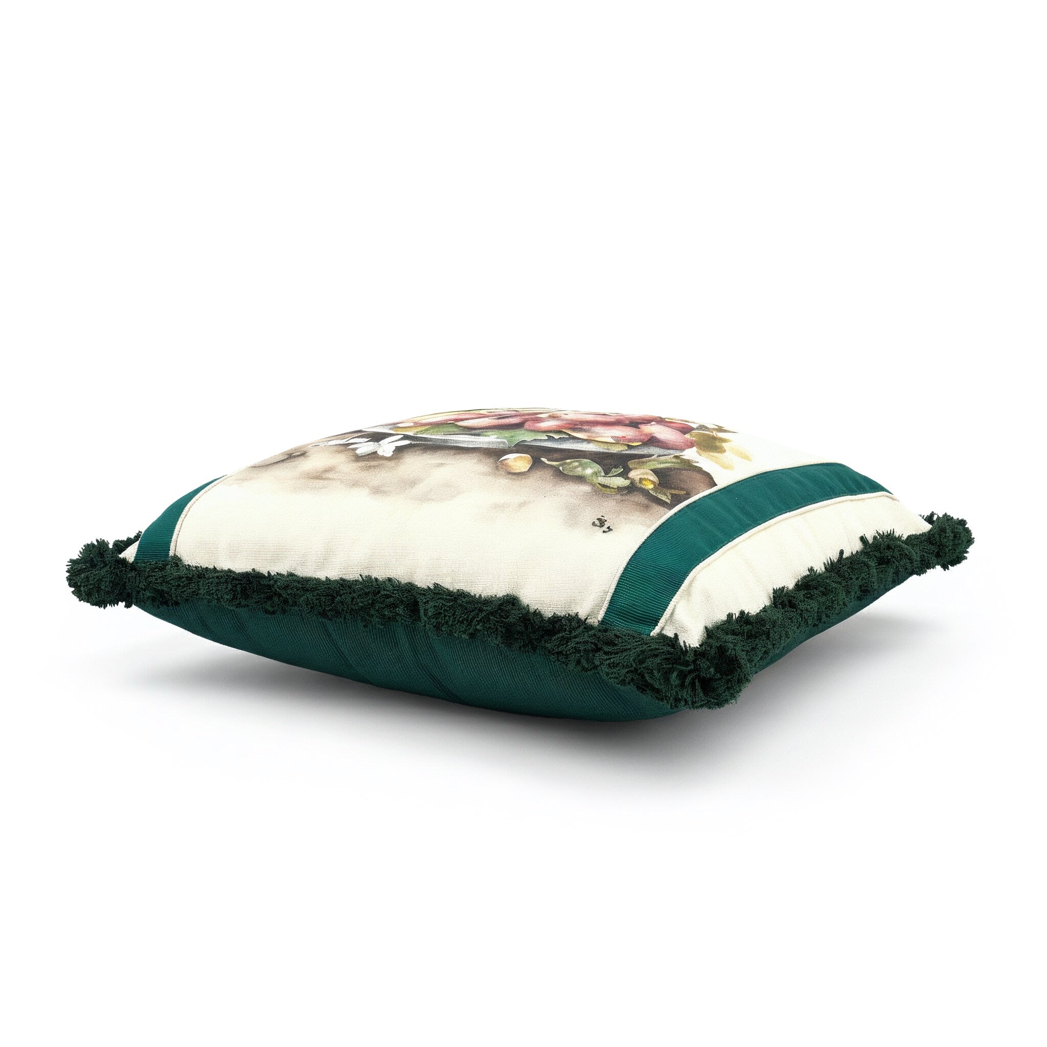 Idée Art Exclusive. Green Cushion with Fruit Motif. Large Size