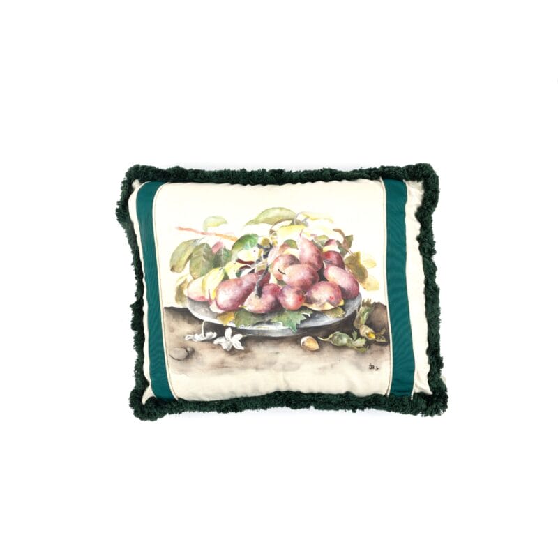 Idée Art Exclusive. Green Cushion with Fruit Motif. Large Size