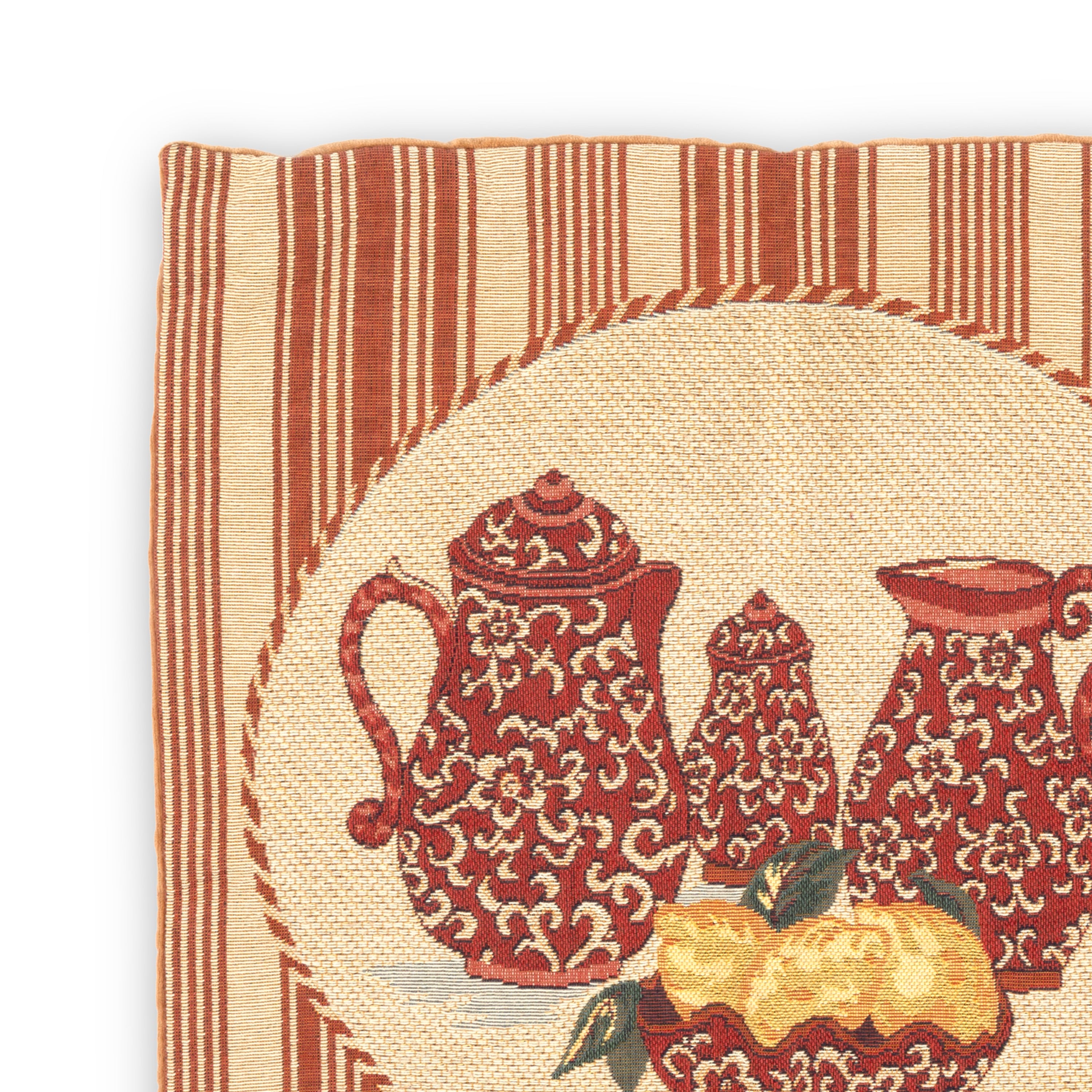 Idée Art Exclusive. Square Cushion with Tea Set Motif. Large Size