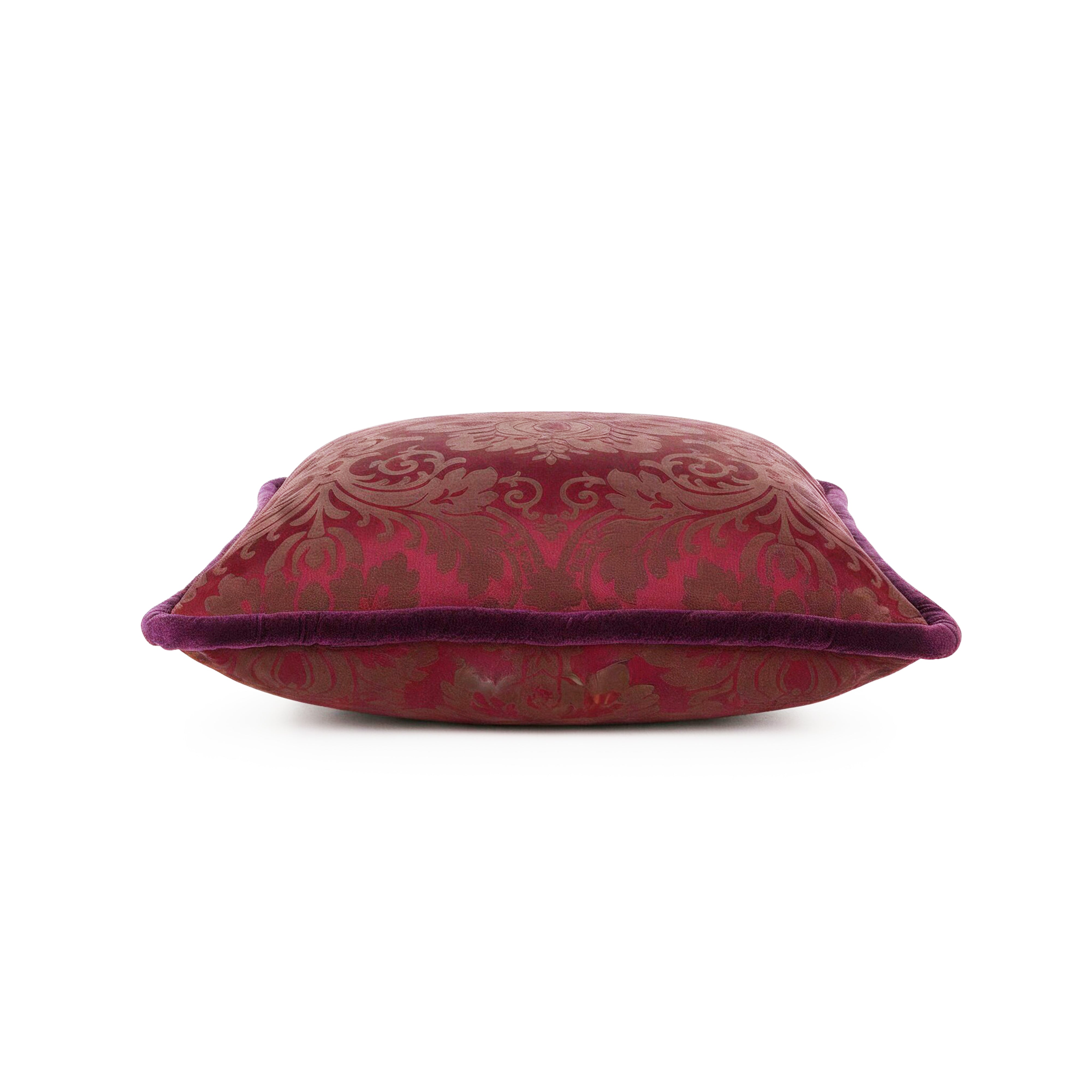 Idée Art Exclusive. Square Burgundy Brocade Cushion. Large Size