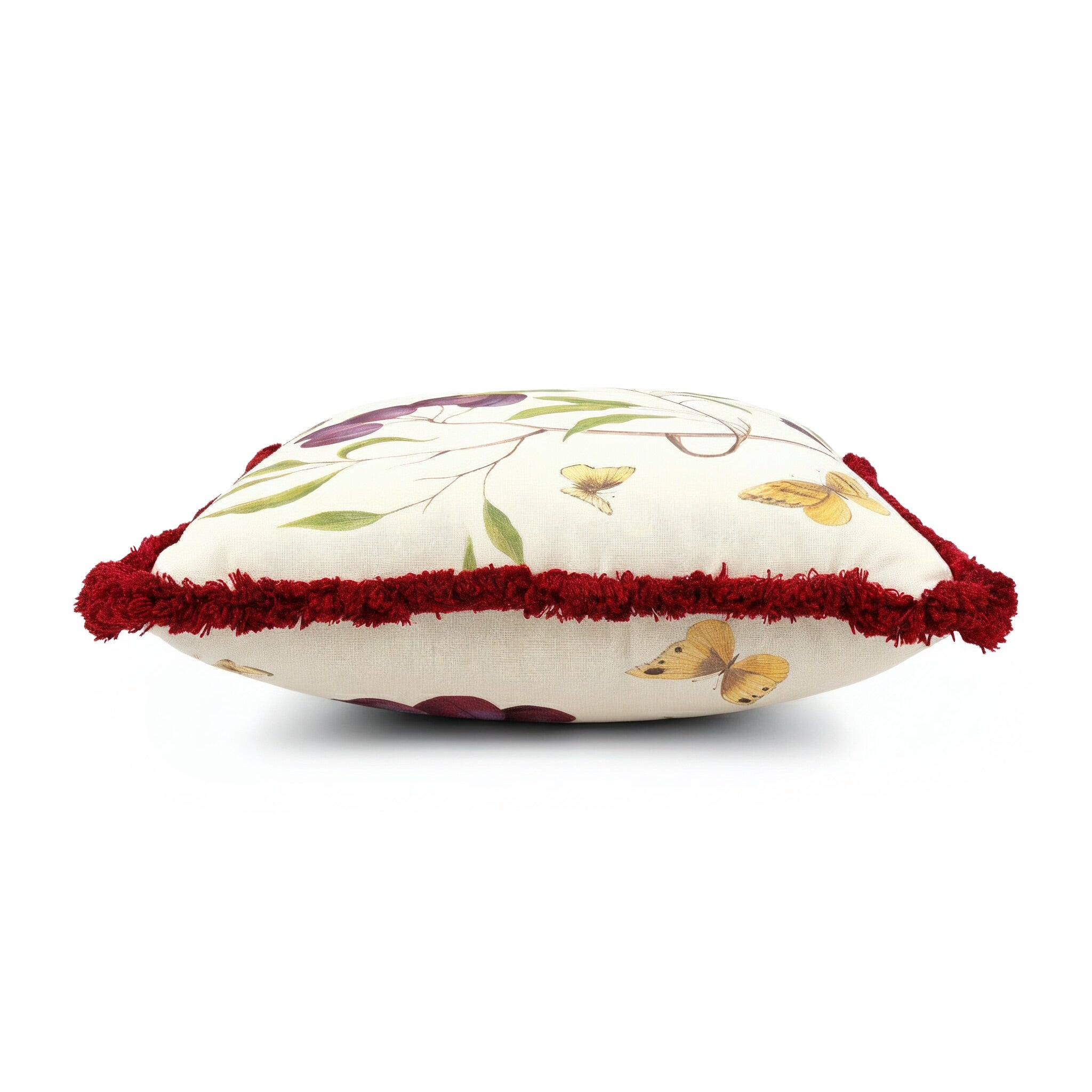 Idée Art Exclusive. Square White Cushion with Fruits Motif. Large Size