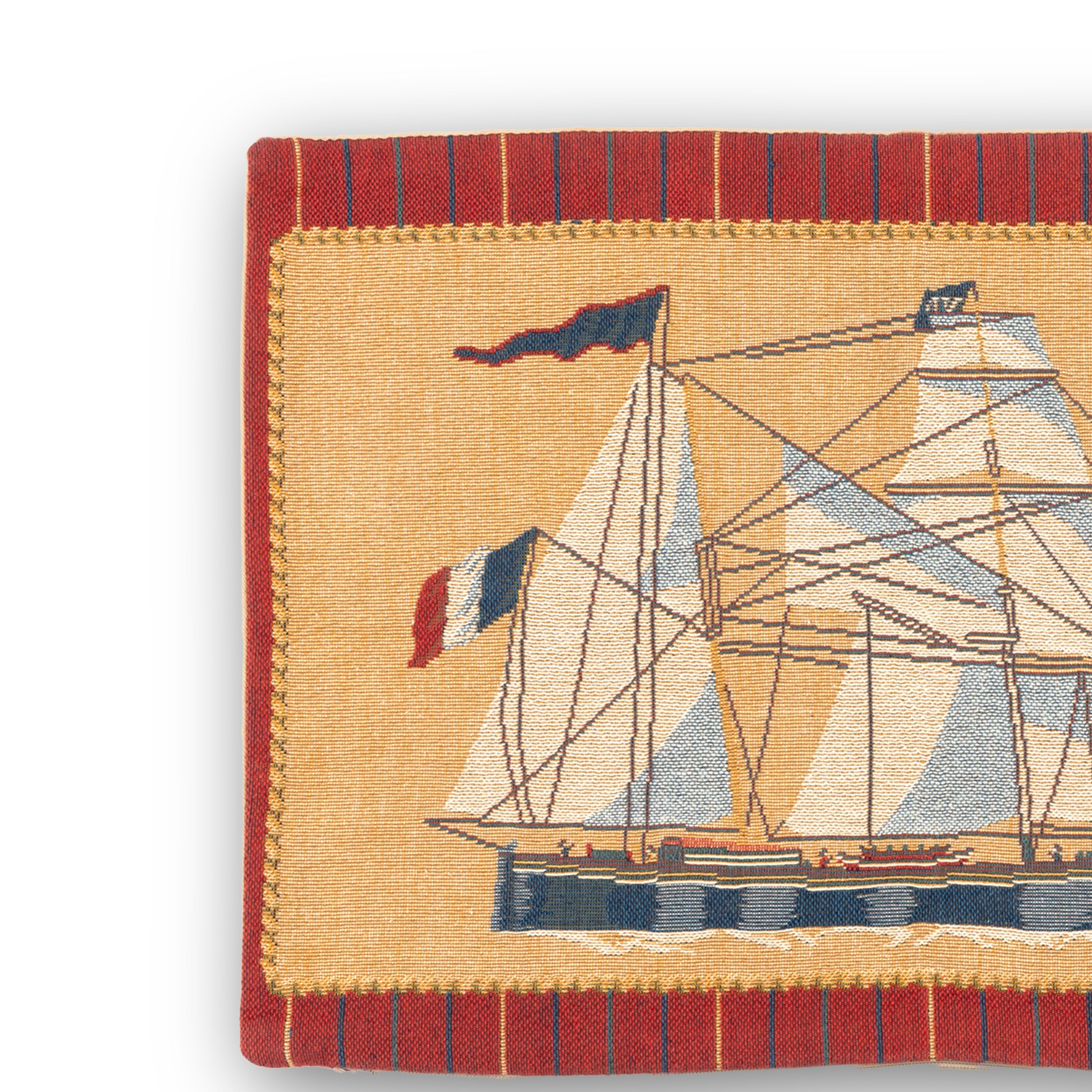 Idée Art Exclusive. Cushion with Ship Motif. Large Size