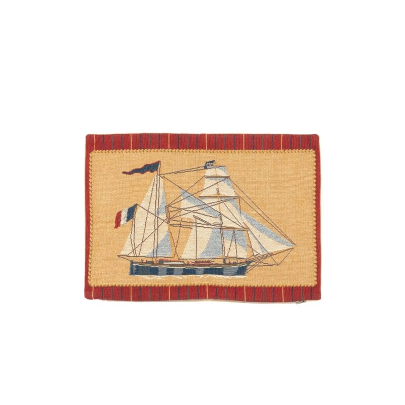 Idée Art Exclusive. Cushion with Ship Motif. Large Size