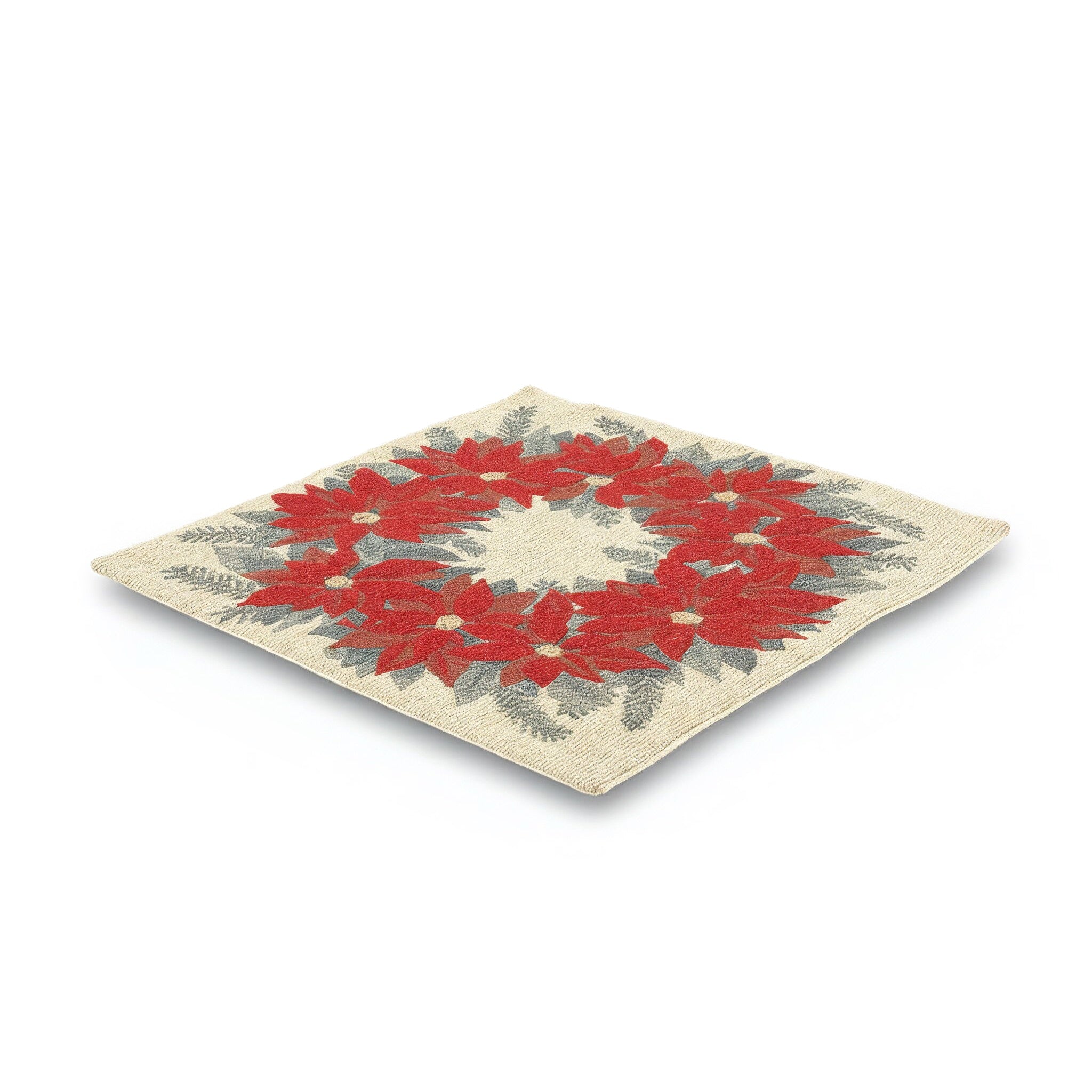 Idée Art Exclusive. Square Cushion With Red Roses Motif. Medium Size