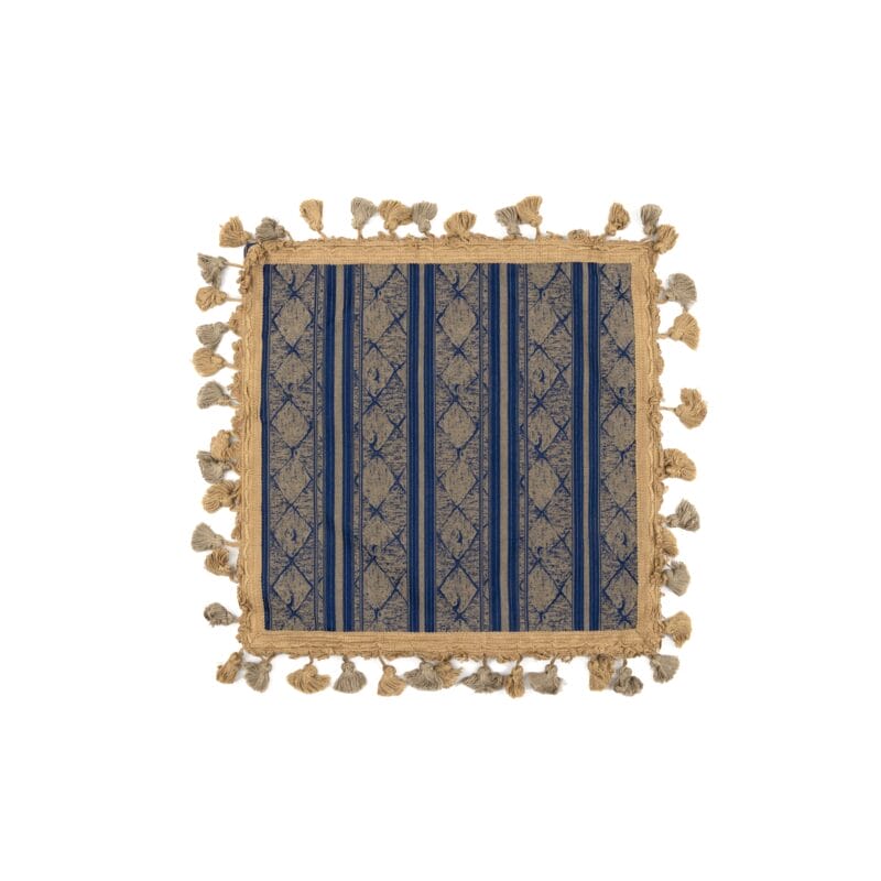 Idée Art Exclusive. Square Blue & Gold Cushion. Large Size