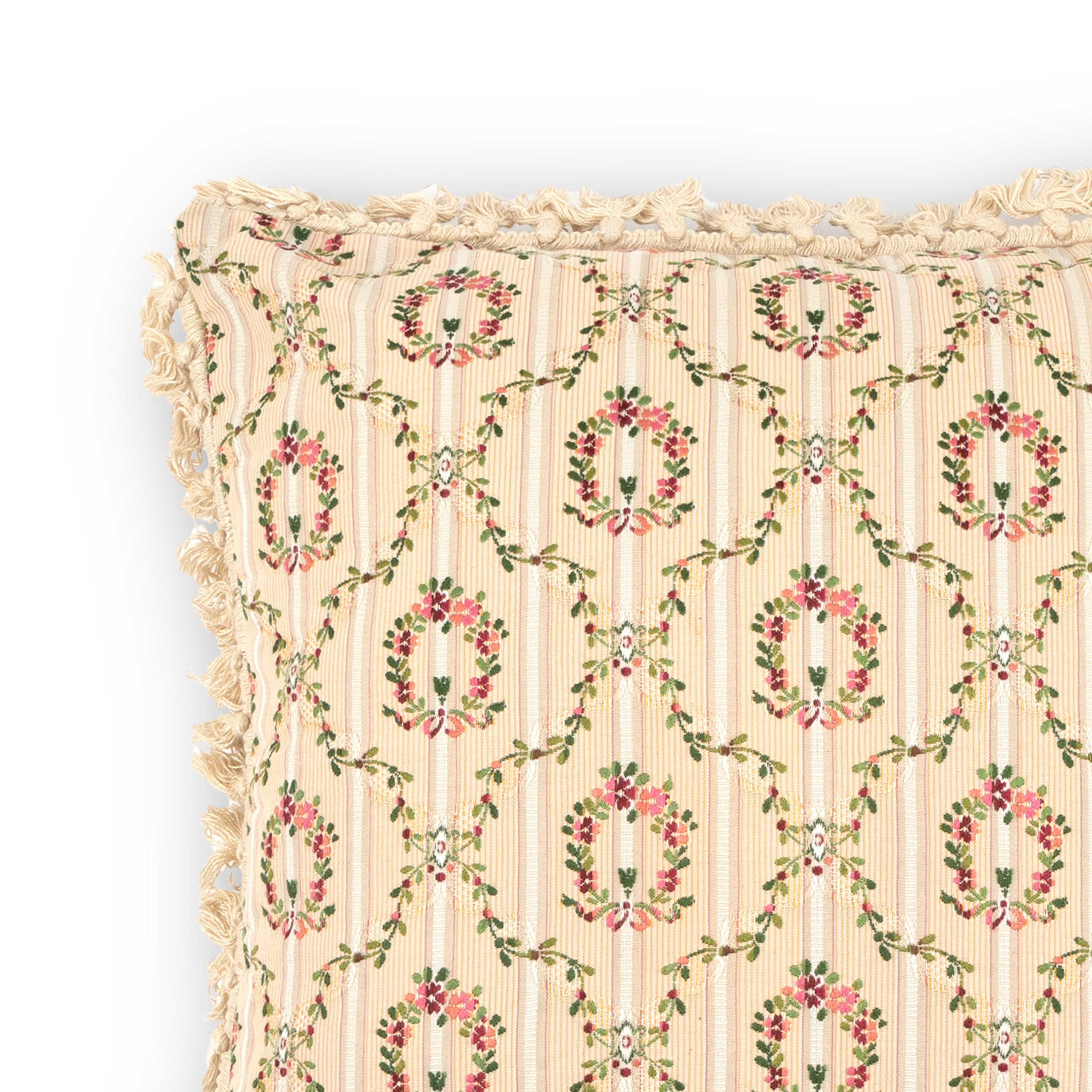 Idée Art Exclusive. Beige Cushion with Floral Motifs. Large Size
