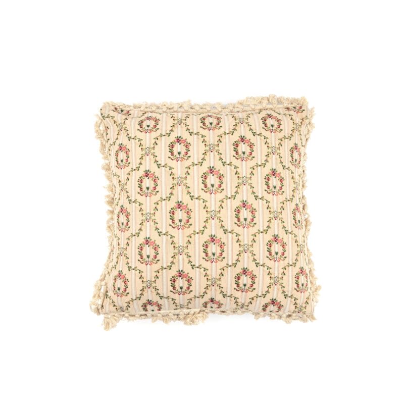 Idée Art Exclusive. Beige Cushion with Floral Motifs. Large Size