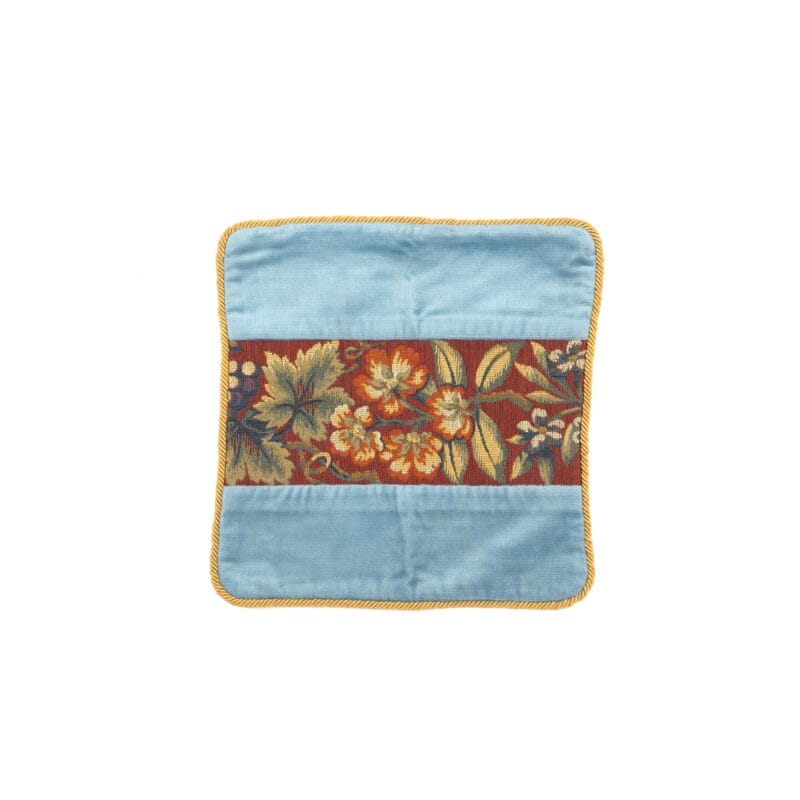 Idée Art Exclusive. Square Blue Cushion with Floral Motif. Large Size