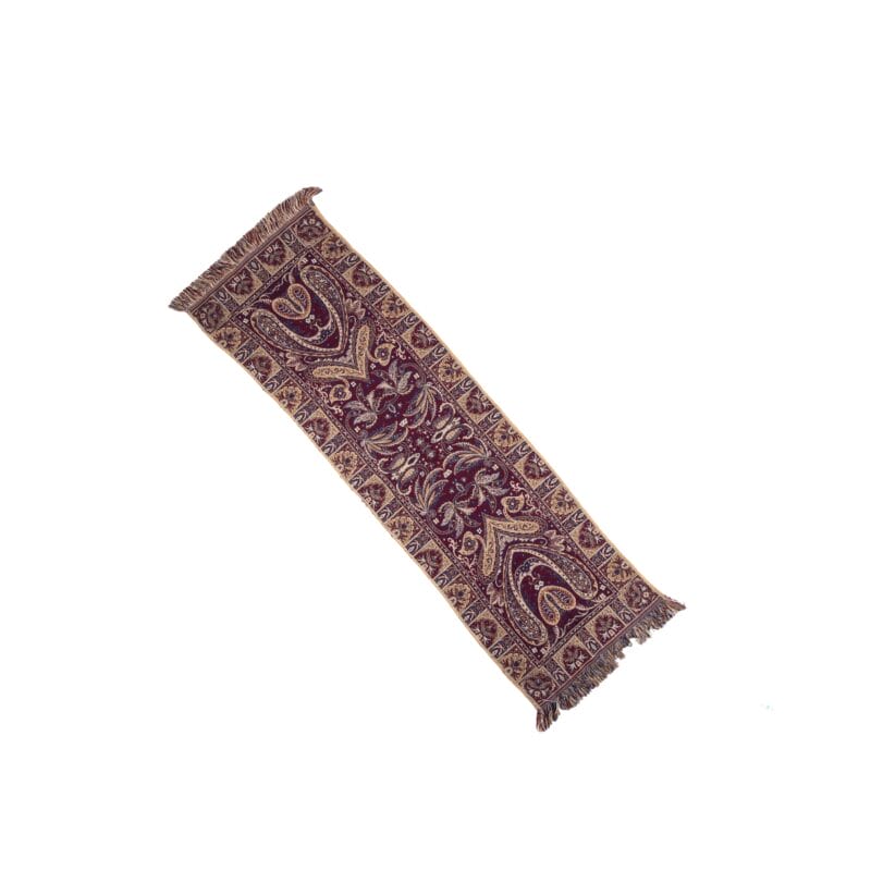 Idée Art Exclusive. Rectangular Burgundy Paisley Print Table Runner. Large Size