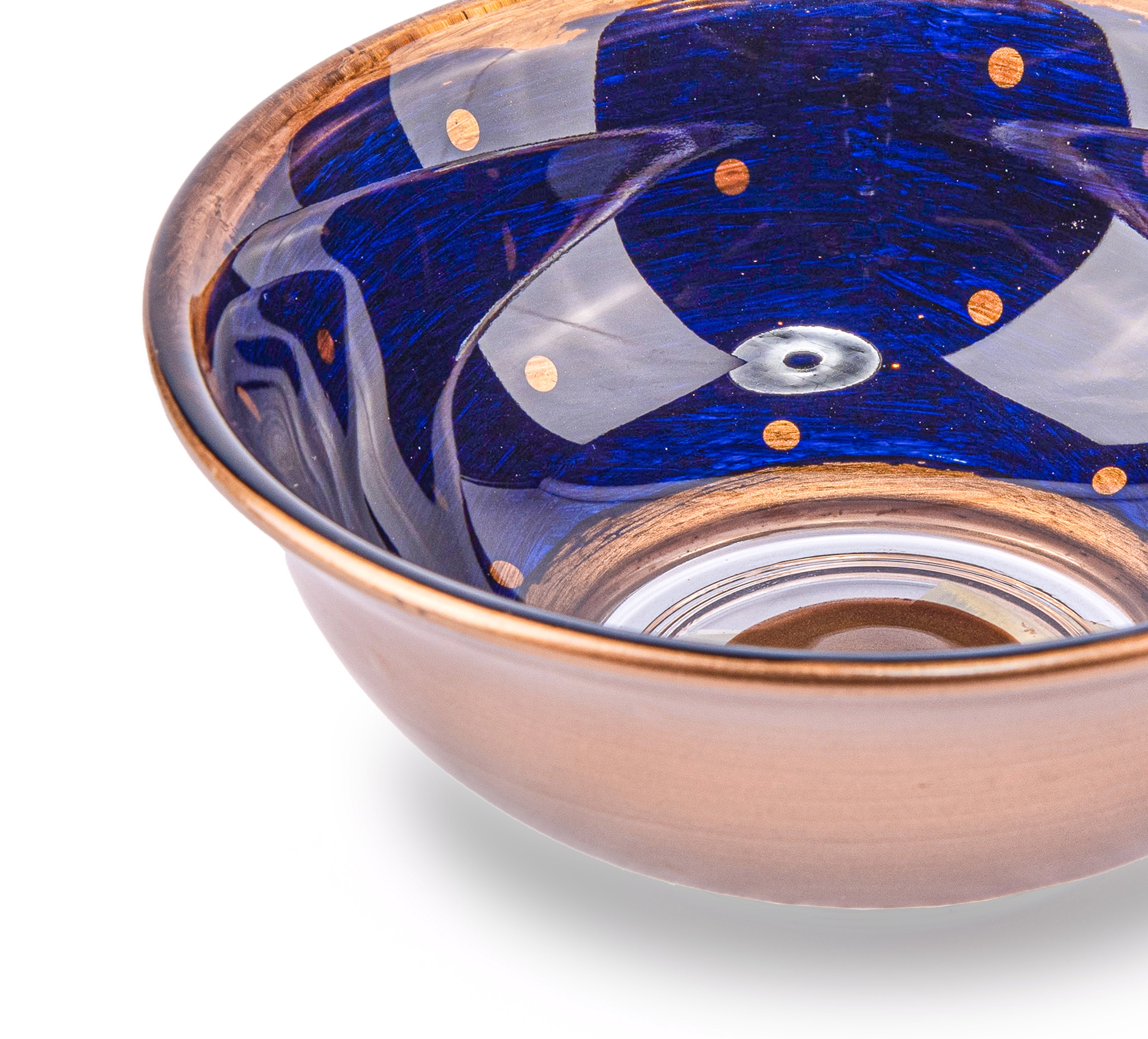 Idée Art Exclusive. Glass Decorative Bowl with Gold Leaf. Small Size