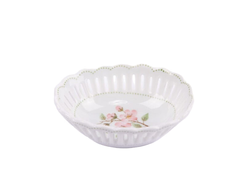 Idée Art Exclusive. Porcelain Decorative Bowl with Floral Illustration. Small Size