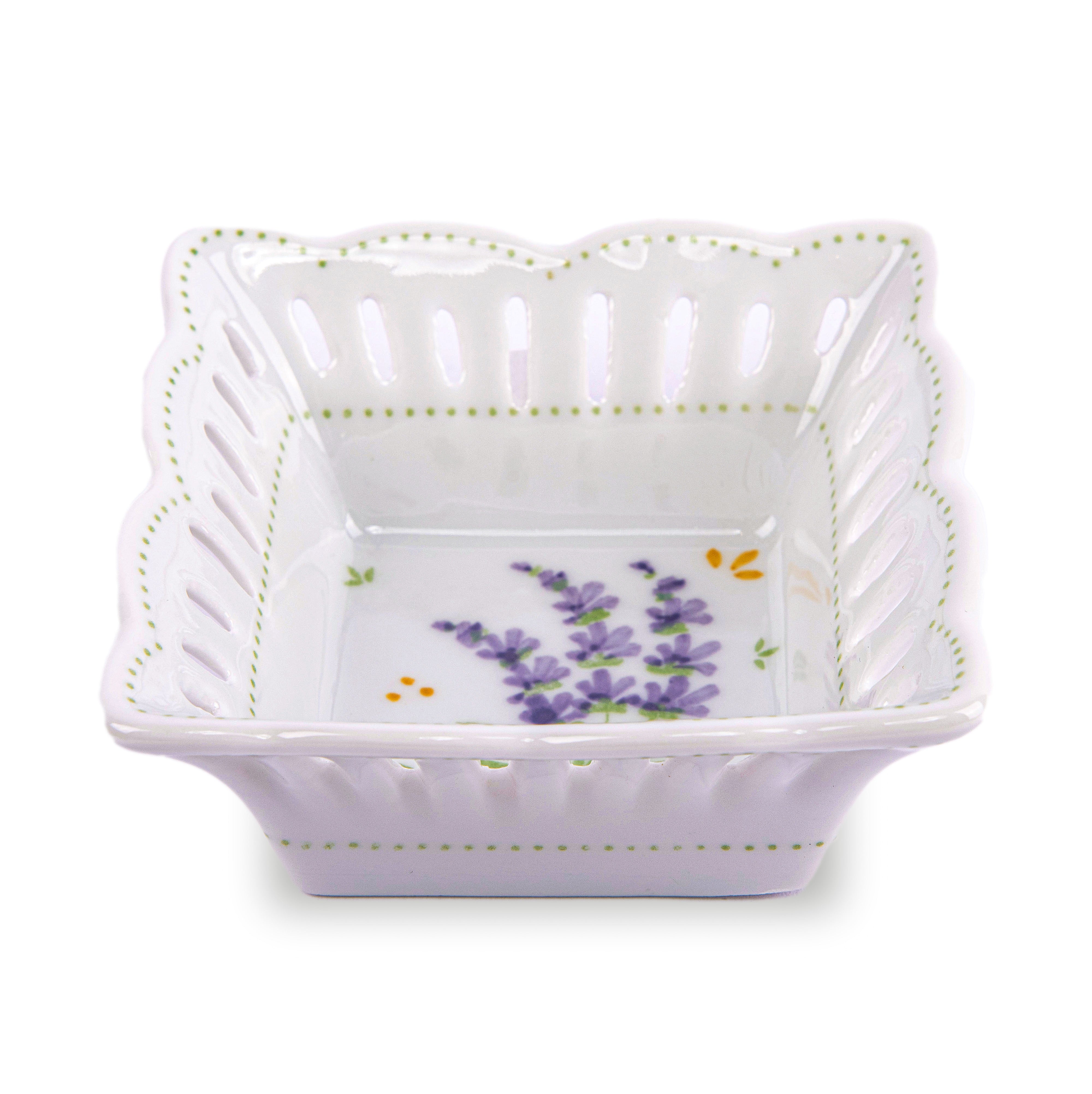 Idée Art Exclusive. Porcelain Decorative Plate with Lavender Motif. Small Size