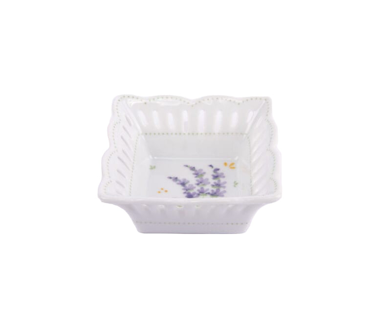 Idée Art Exclusive. Porcelain Decorative Plate with Lavender Motif. Small Size