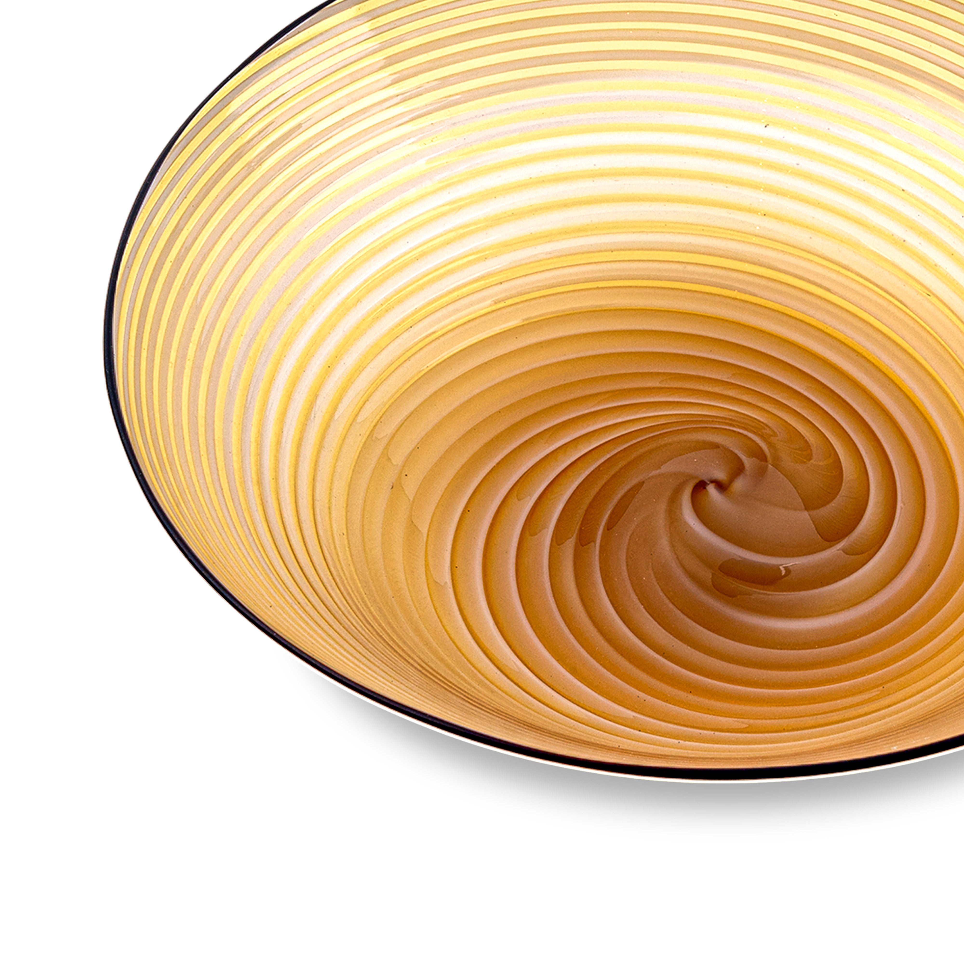 Idée Art Exclusive. Orange Striped Glass Decorative Bowl. Large Size