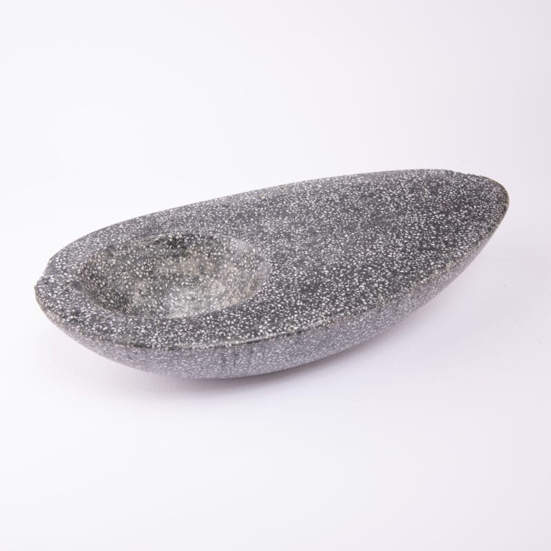 Idée Art Exclusive. Grey Stone Flower Frog Bowl. Large Size