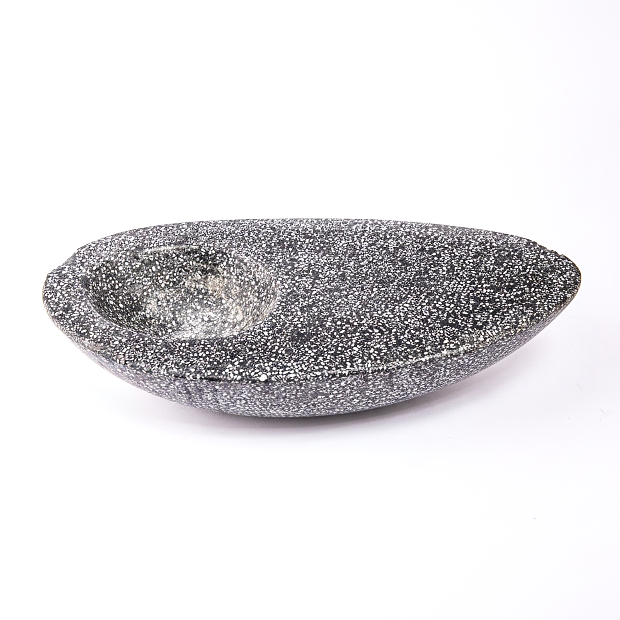 Idée Art Exclusive. Grey Stone Flower Frog Bowl. Large Size