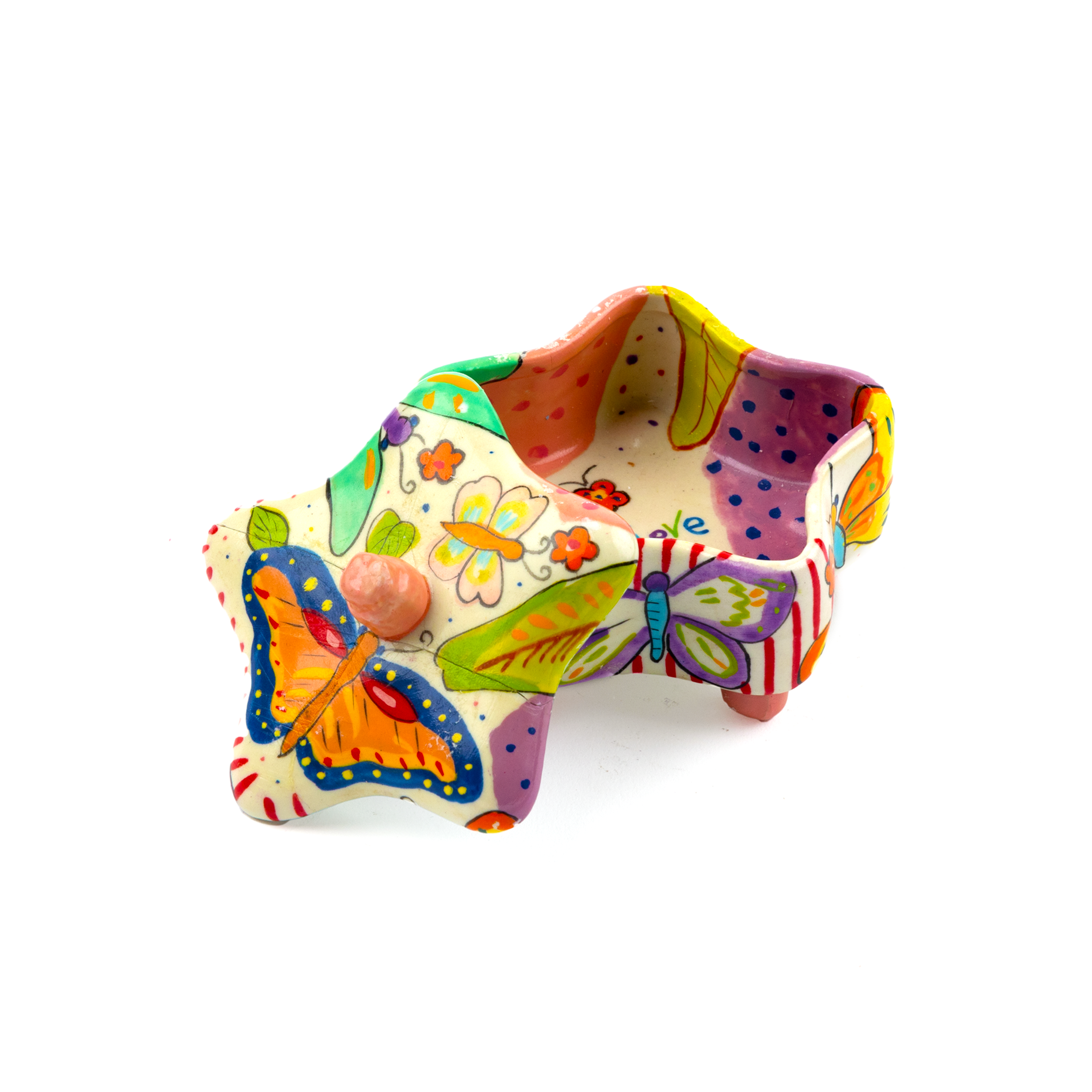 Idée Art Exclusive. Porcelain Box with Butterfly Illustration.