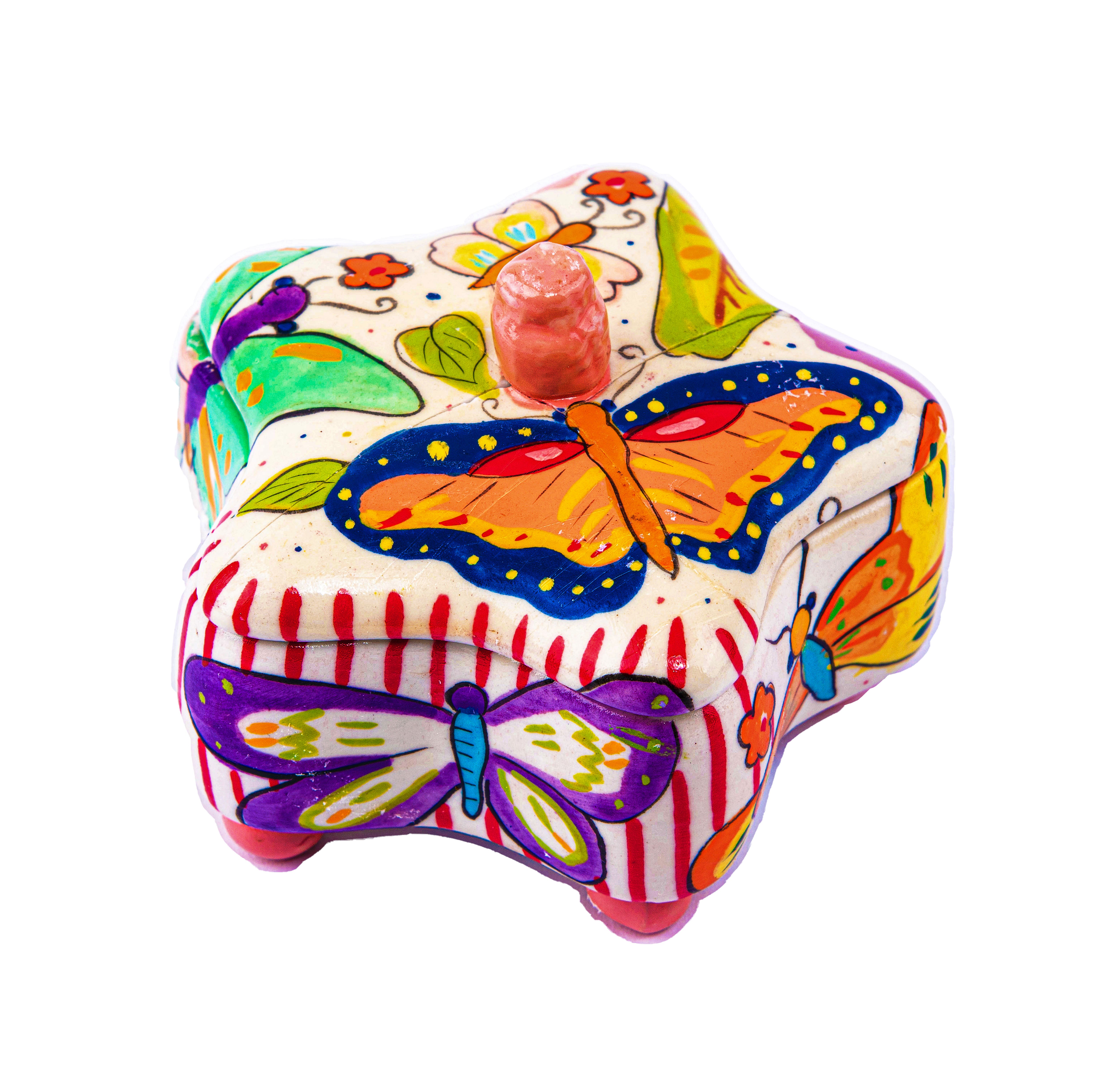 Idée Art Exclusive. Porcelain Box with Butterfly Illustration.