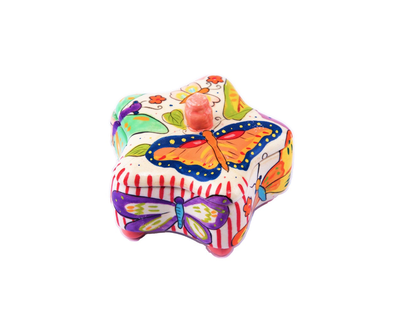 Idée Art Exclusive. Porcelain Box with Butterfly Illustration.