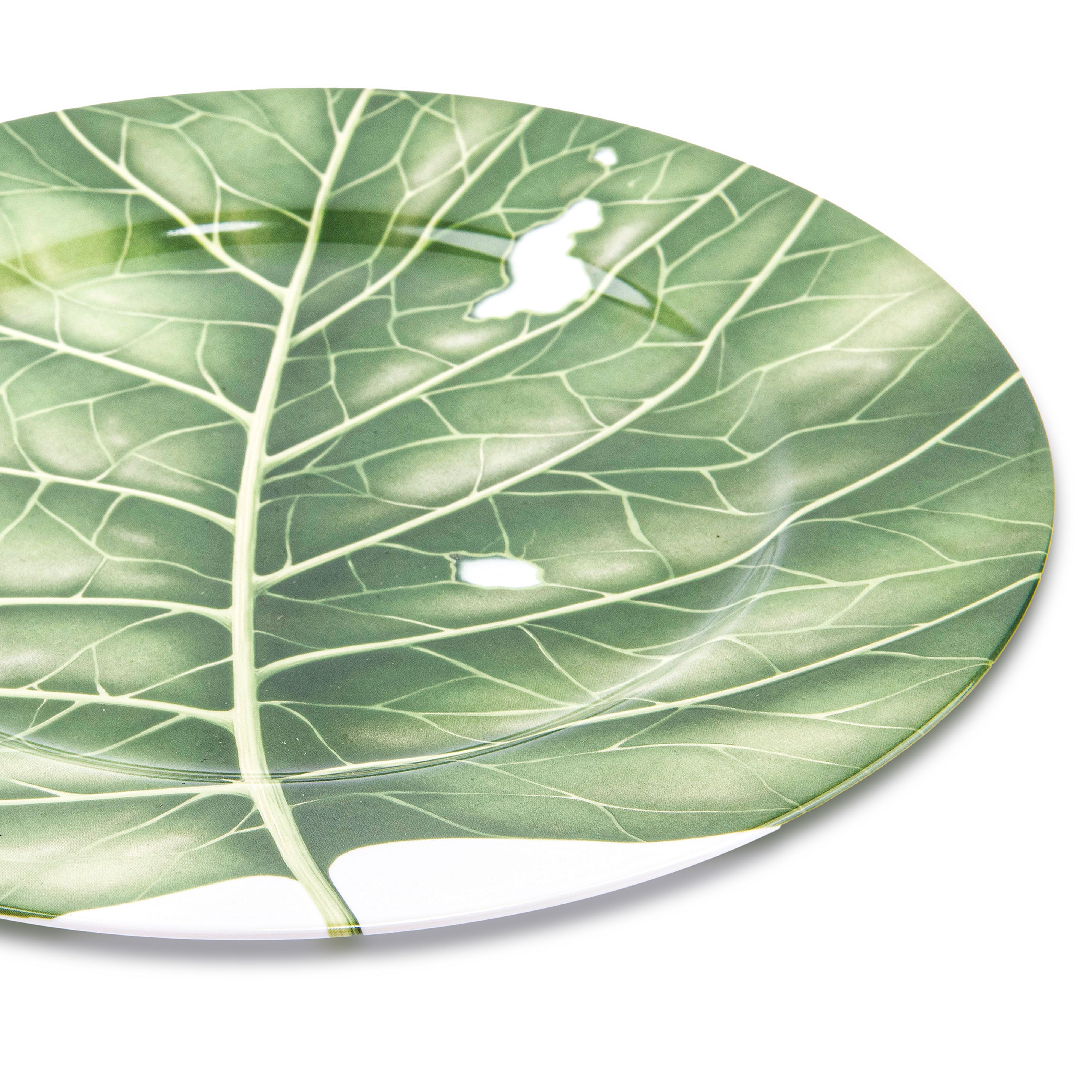 Idée Art Exclusive. Porcelain Decorative Plate with Leaf Design. Large Size