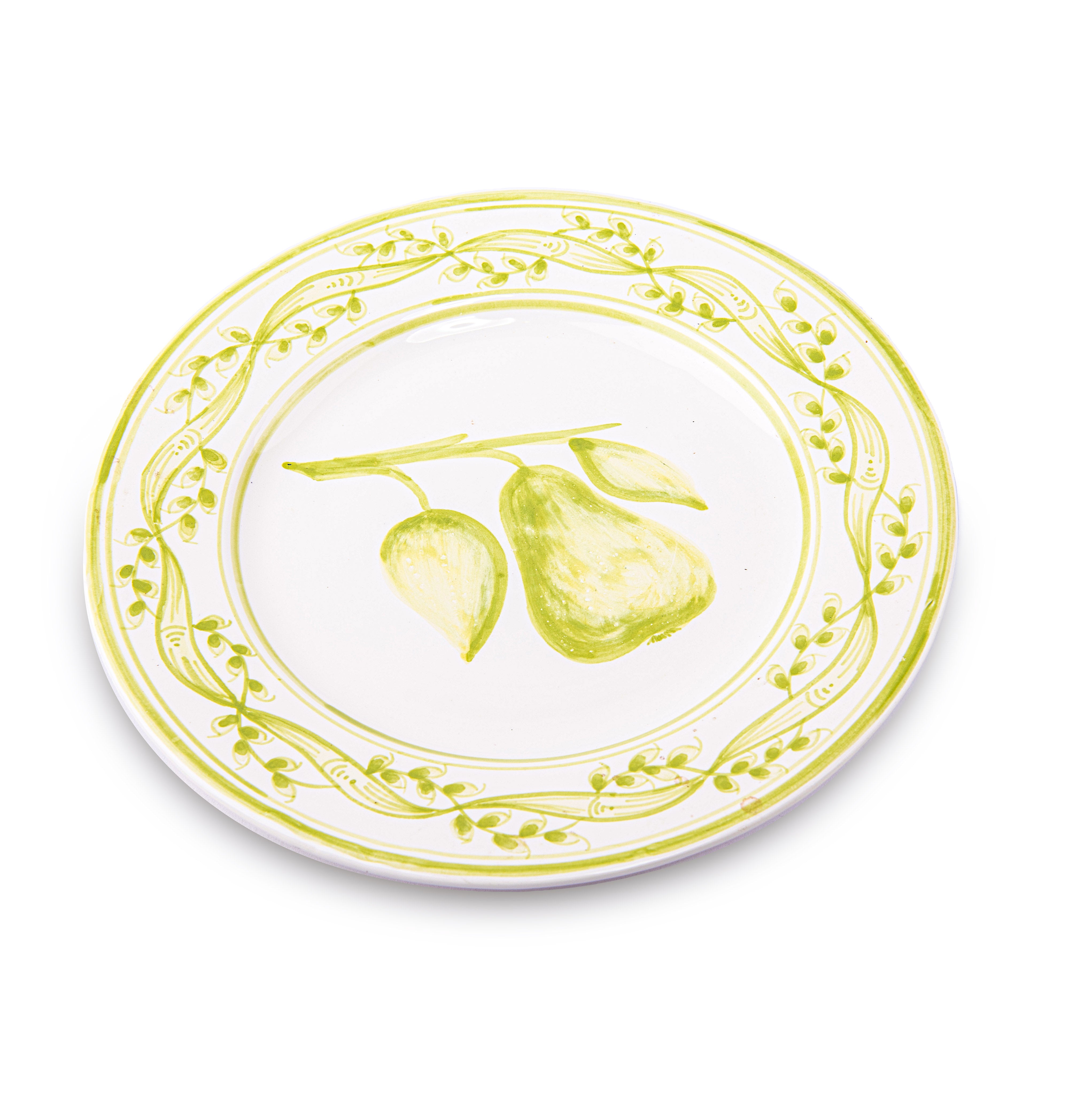 Idée Art Exclusive. Porcelain Decorative Plate with Green Fruit Design. Medium Size