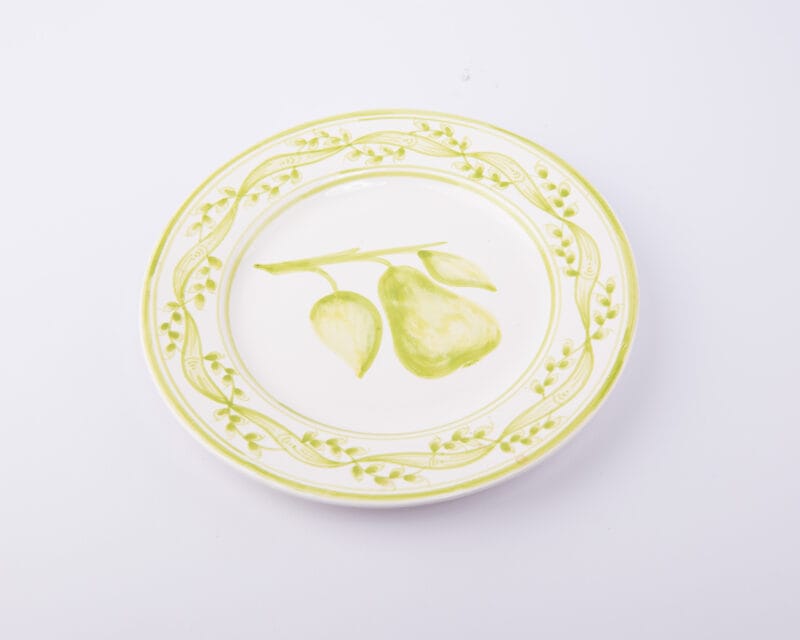 Idée Art Exclusive. Porcelain Decorative Plate with Green Fruit Design. Medium Size