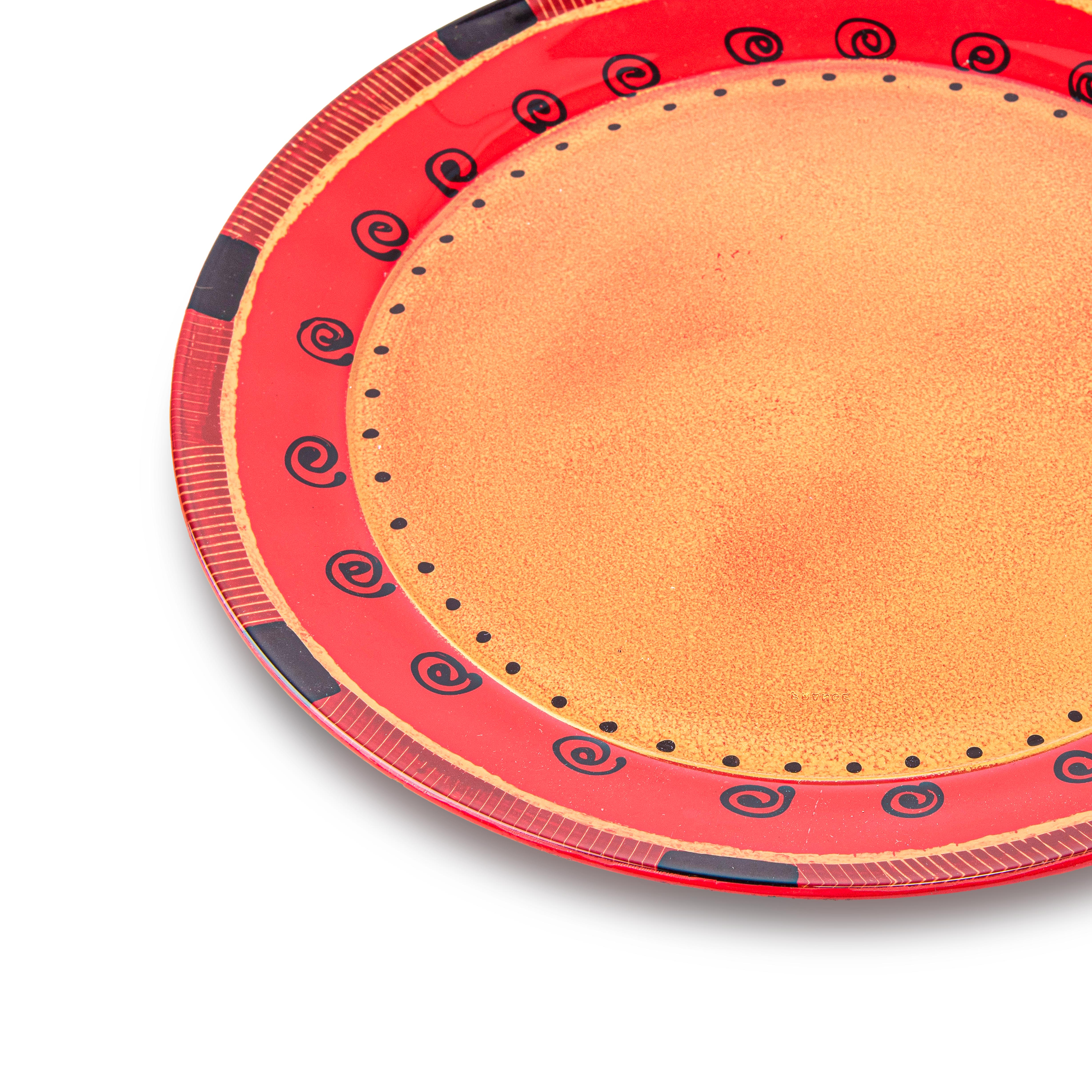 Idée Art Exclusive. Red Glass Decorative Plate. Large Size