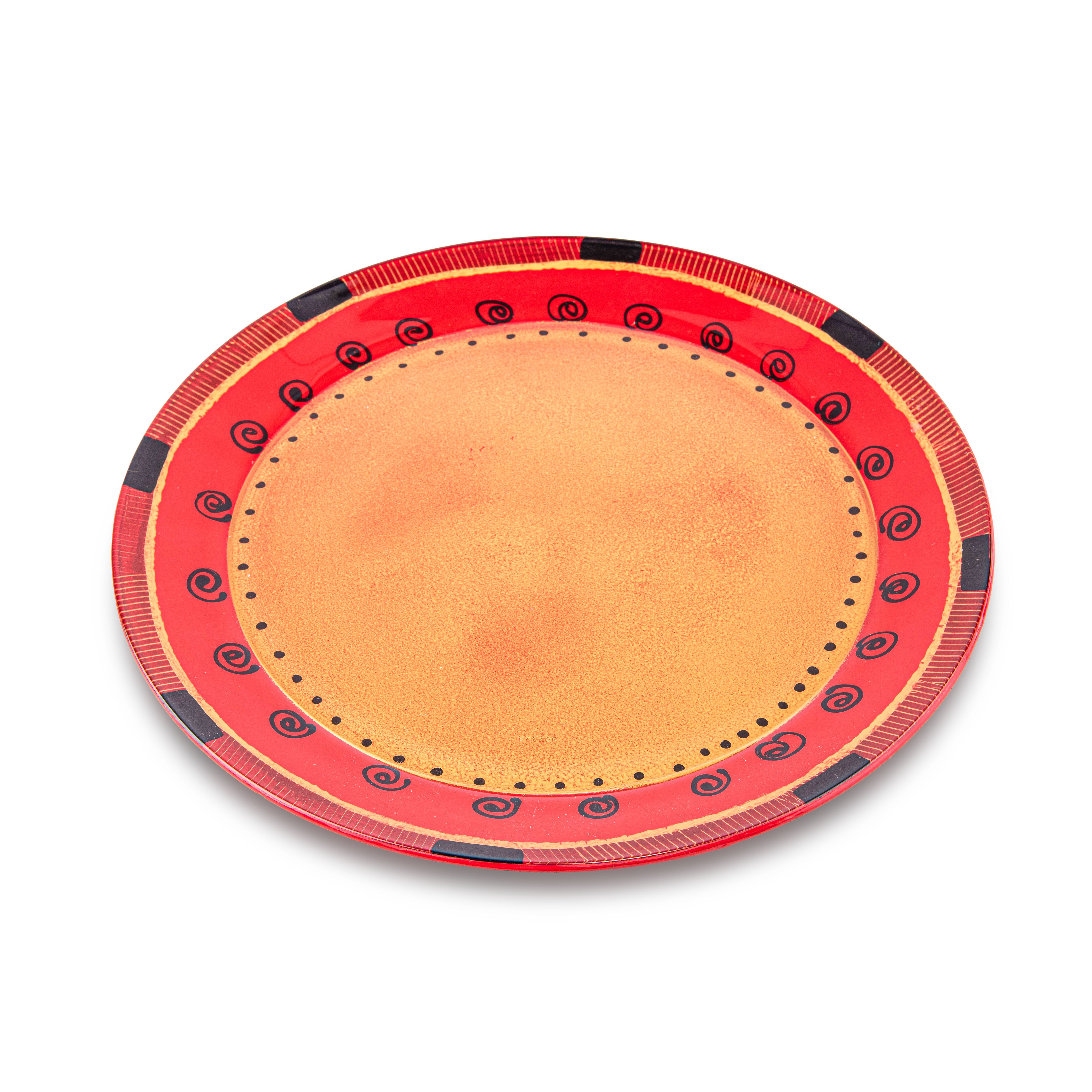 Idée Art Exclusive. Red Glass Decorative Plate. Large Size