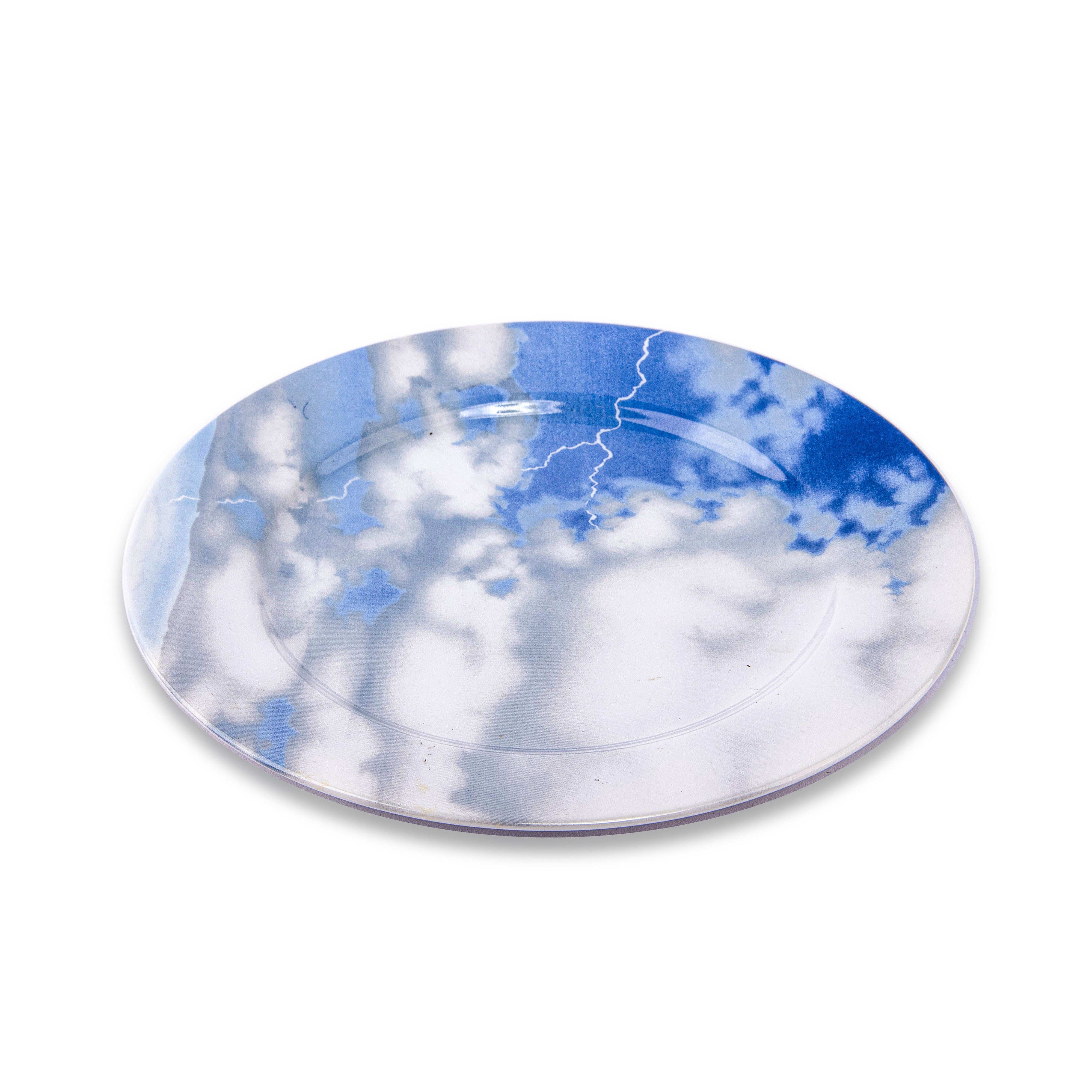 Idée Art Exclusive. Porcelain Decorative Plate with Clouds Design. Medium Size