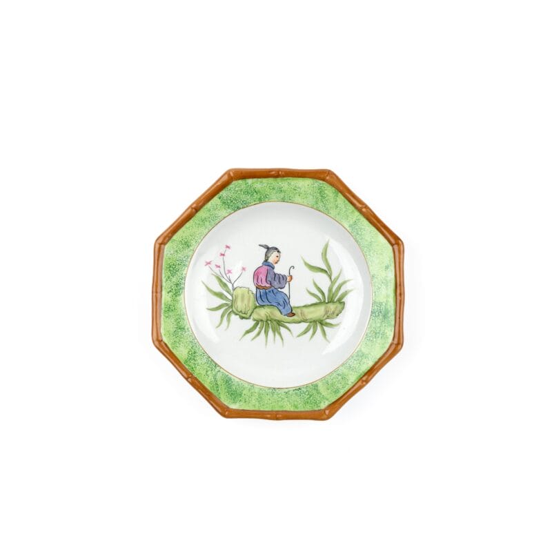 Idée Art Exclusive. Porcelain Decorative Plate with Woman on Branch Illustration. Medium Size