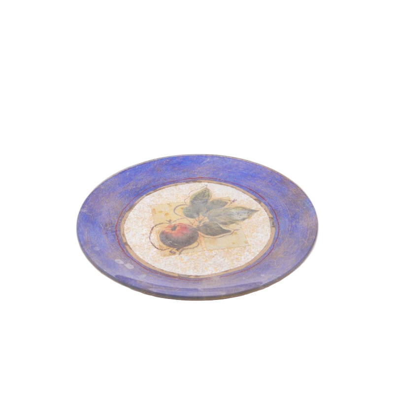 Idée Art Exclusive. Glass Decorative Plate with Fruit Illustration. Medium Size