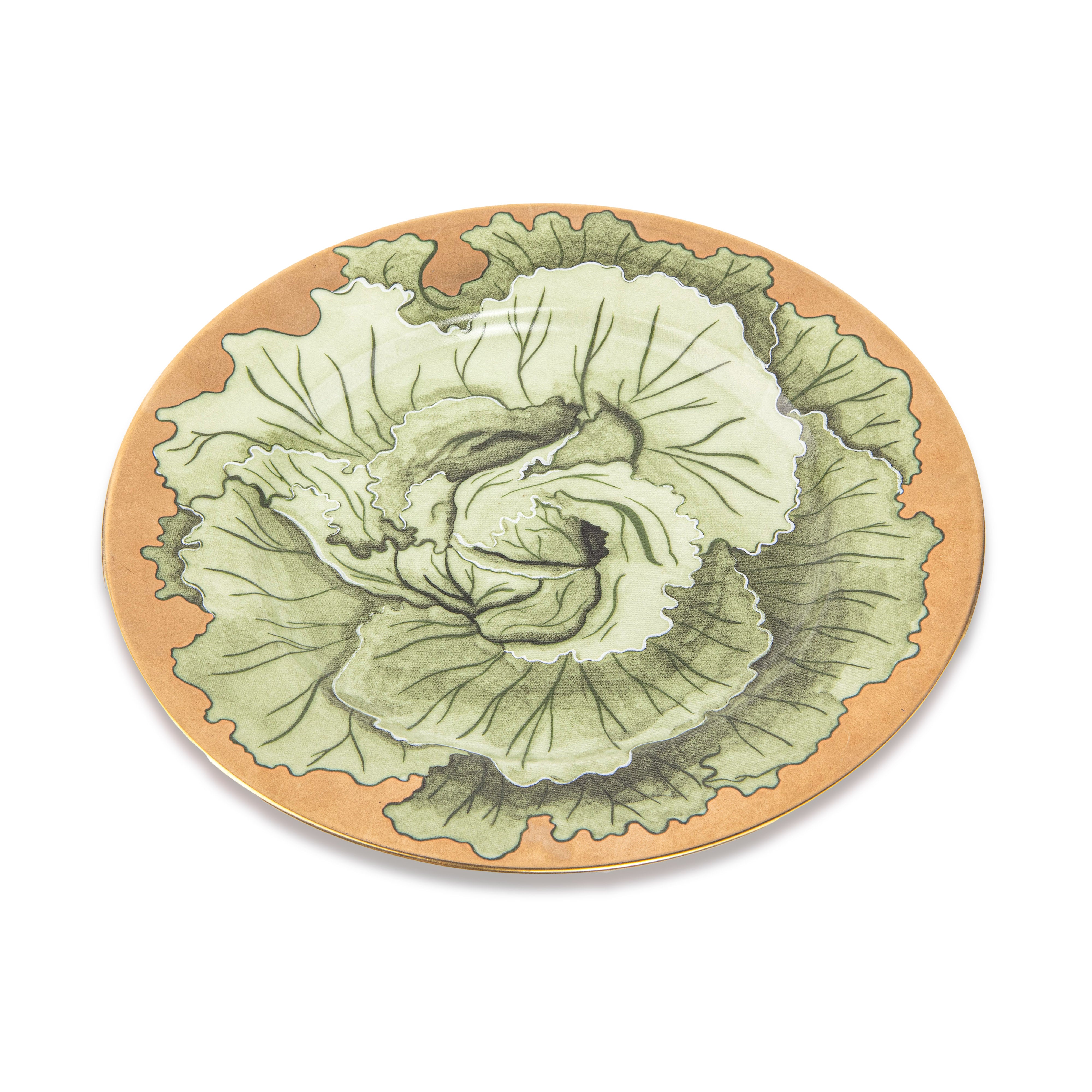 Idée Art Exclusive. Porcelain Decorative Plate with Cabbage Illustration. Medium size
