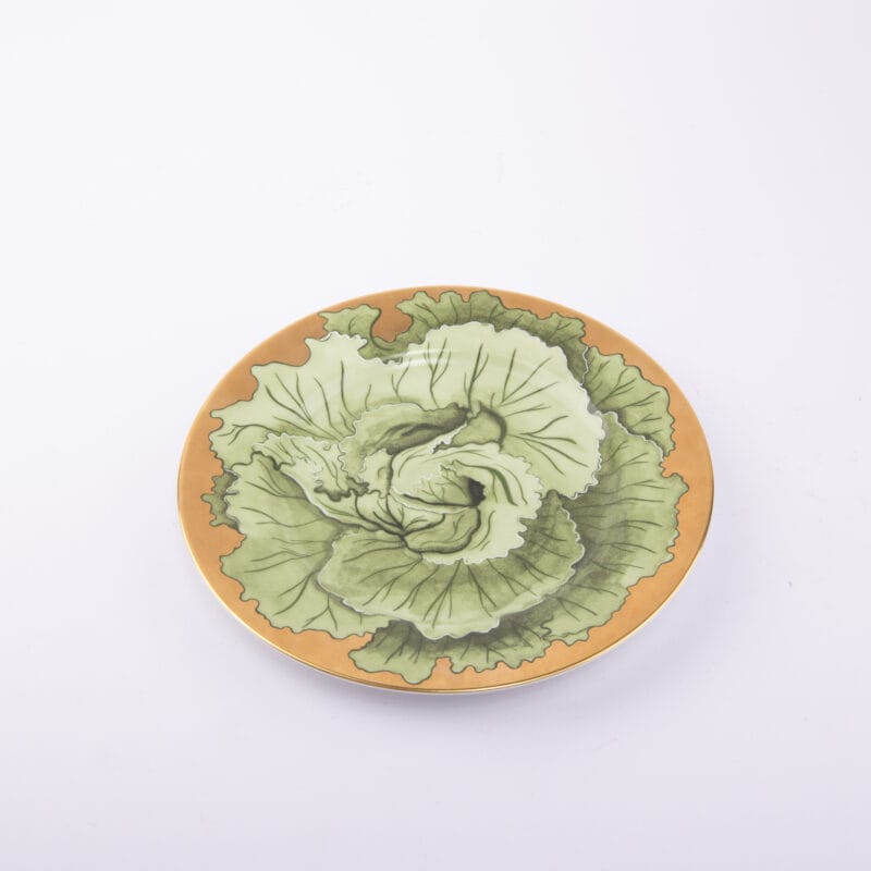 Idée Art Exclusive. Porcelain Decorative Plate with Cabbage Illustration. Medium size
