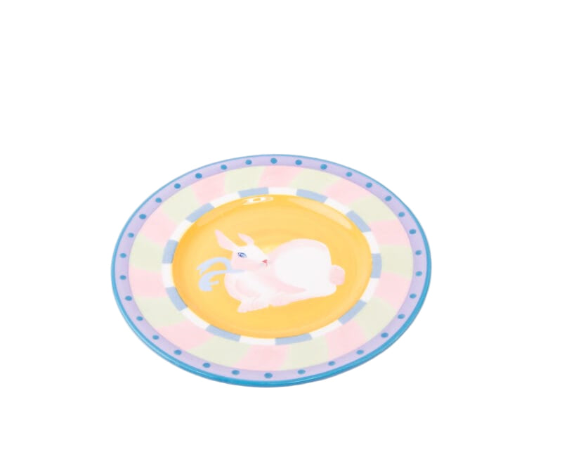 Idée Art Exclusive. Porcelain Decorative Plate with Bunny Design. Medium Size
