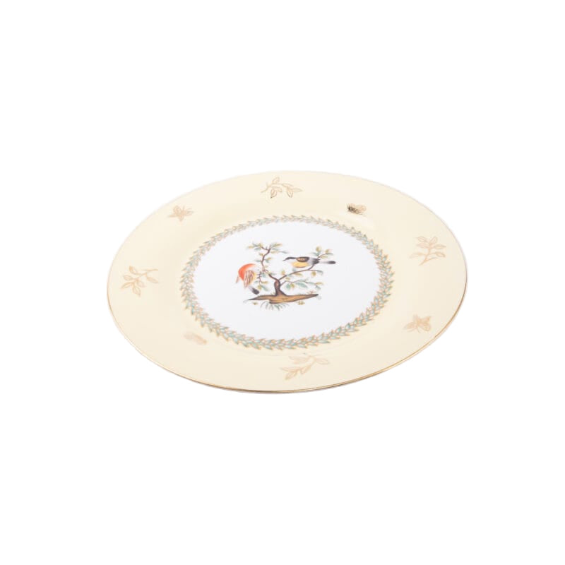 Idée Art Exclusive. Porcelain Decorative Plate with Birds Illustration. Large Size